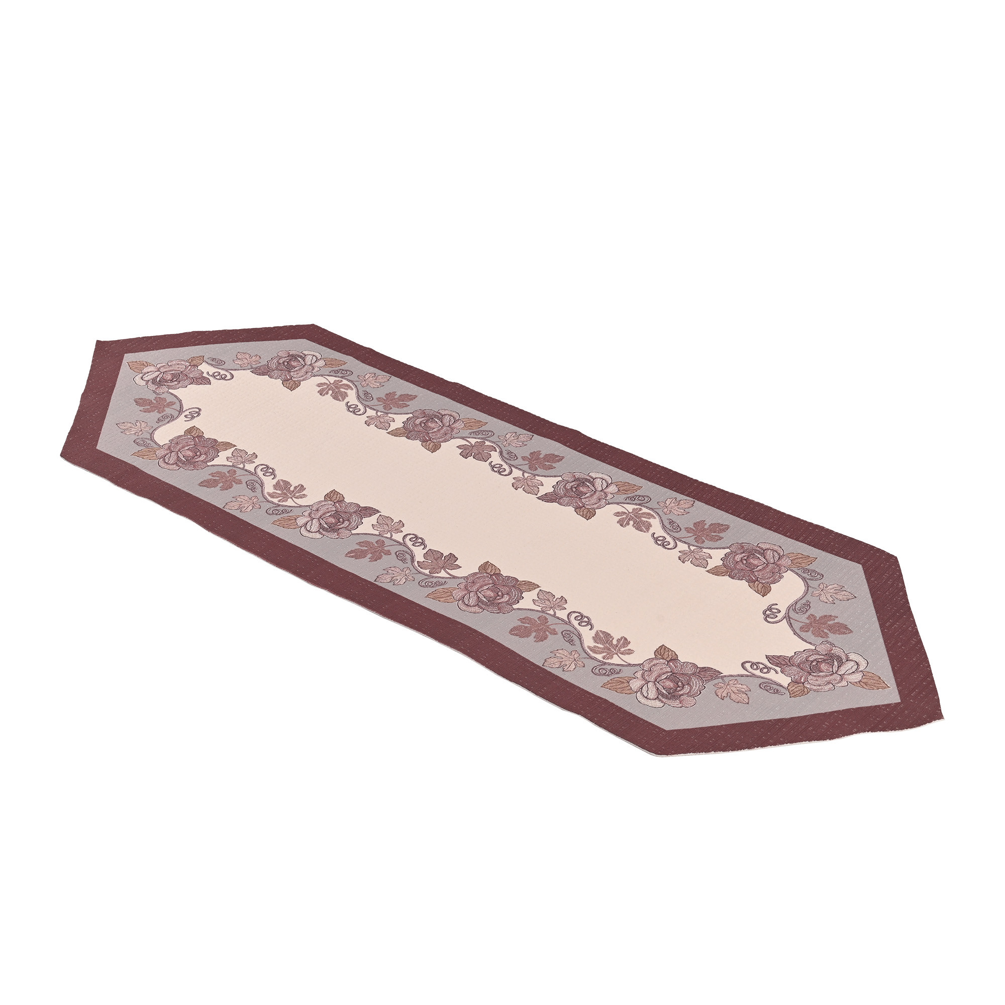 Kuber Industries 13x36 Anti Slip Table Runner For Centre Table  Stylish Dining Table Runner for Living Room - Dining Table Accessories for Home  Hotel  1041 Pyramid- Cream  Brown