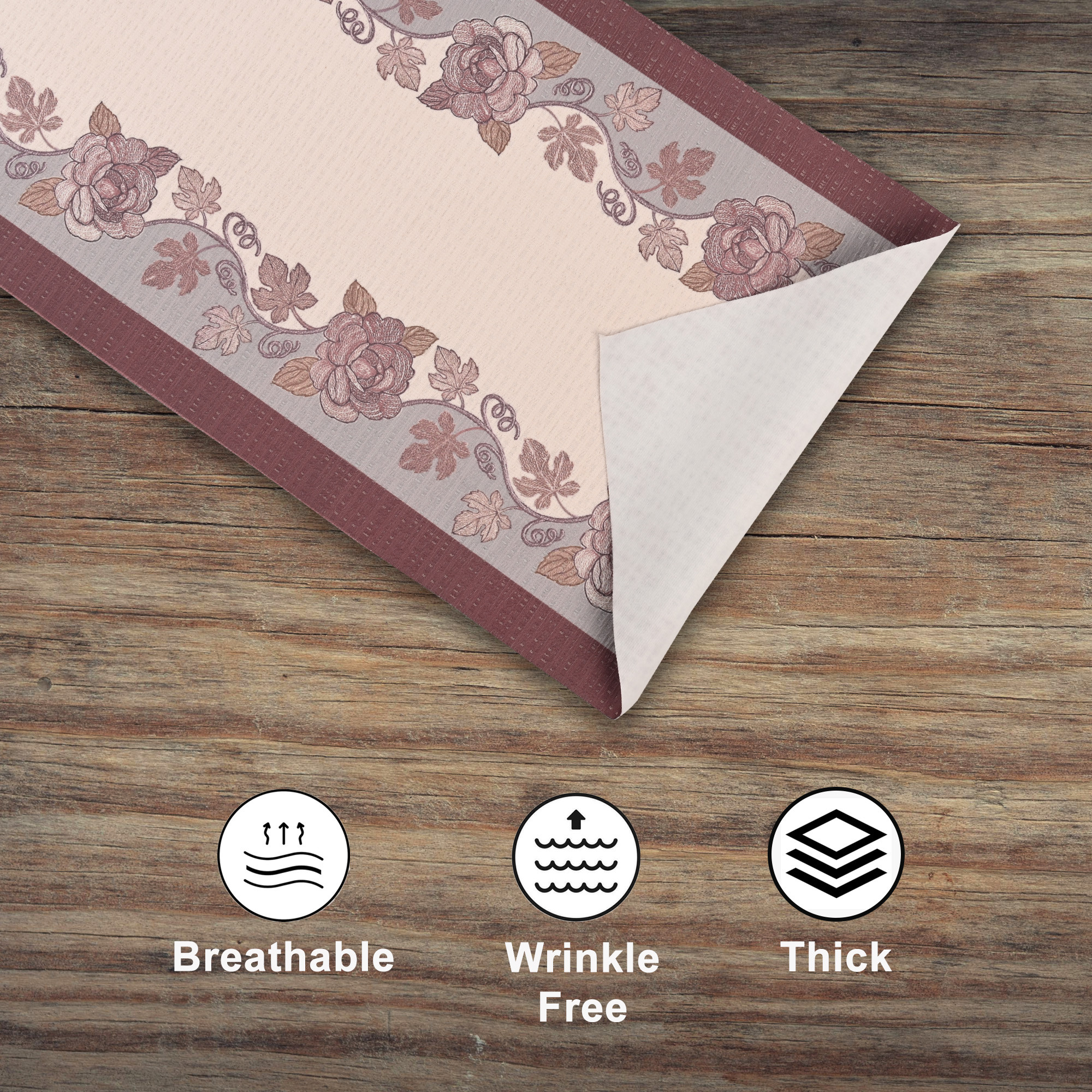 Kuber Industries 13x36 Anti Slip Table Runner For Centre Table  Stylish Dining Table Runner for Living Room - Dining Table Accessories for Home  Hotel  1041 Pyramid- Cream  Brown