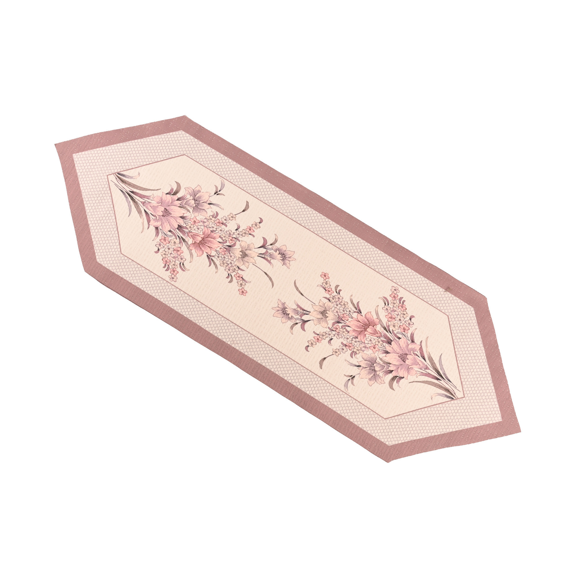 Kuber Industries 13x36 Anti Slip Table Runner For Centre Table  Stylish Dining Table Runner for Living Room - Dining Table Accessories for Home  Hotel  1047 Pyramid- Cream  Pink