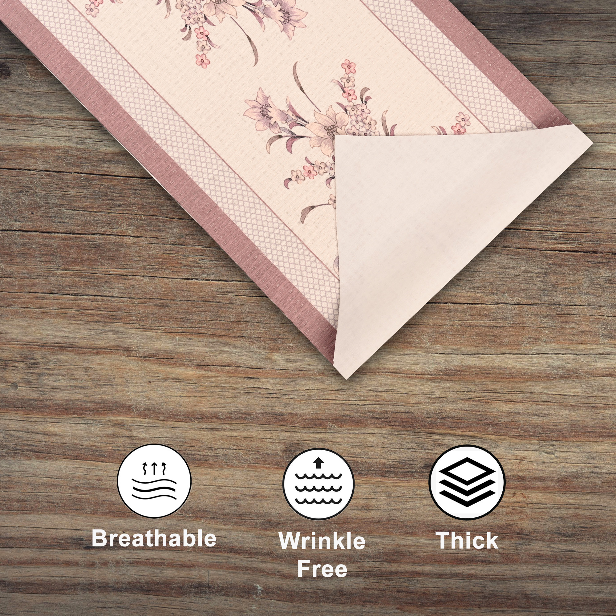 Kuber Industries 13x36 Anti Slip Table Runner For Centre Table  Stylish Dining Table Runner for Living Room - Dining Table Accessories for Home  Hotel  1047 Pyramid- Cream  Pink