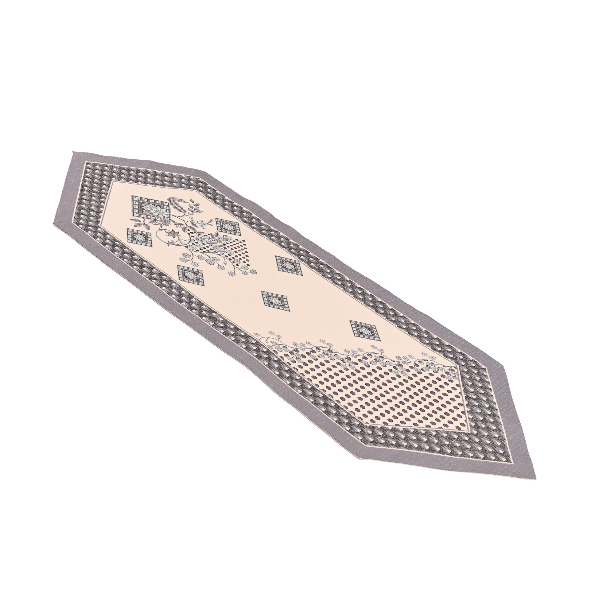 Kuber Industries 13x36 Anti Slip Table Runner For Centre Table  Stylish Dining Table Runner for Living Room - Dining Table Accessories for Home  Hotel  1037 Pyramid- Cream  Grey