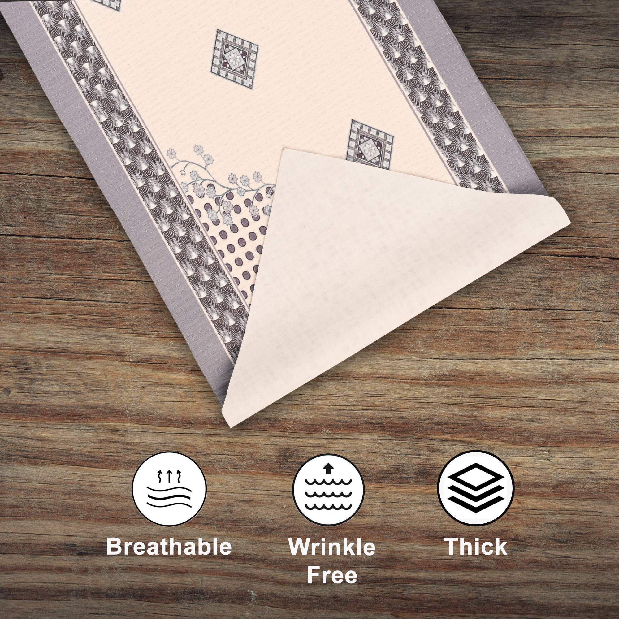 Kuber Industries 13x36 Anti Slip Table Runner For Centre Table  Stylish Dining Table Runner for Living Room - Dining Table Accessories for Home  Hotel  1037 Pyramid- Cream  Grey