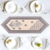 13x36 Anti Slip Table Runner For Centre Table | Stylish Dining Table Runner for Living Room - Dining Table Accessories for Home & Hotel | 1037 Pyramid- Cream & Grey