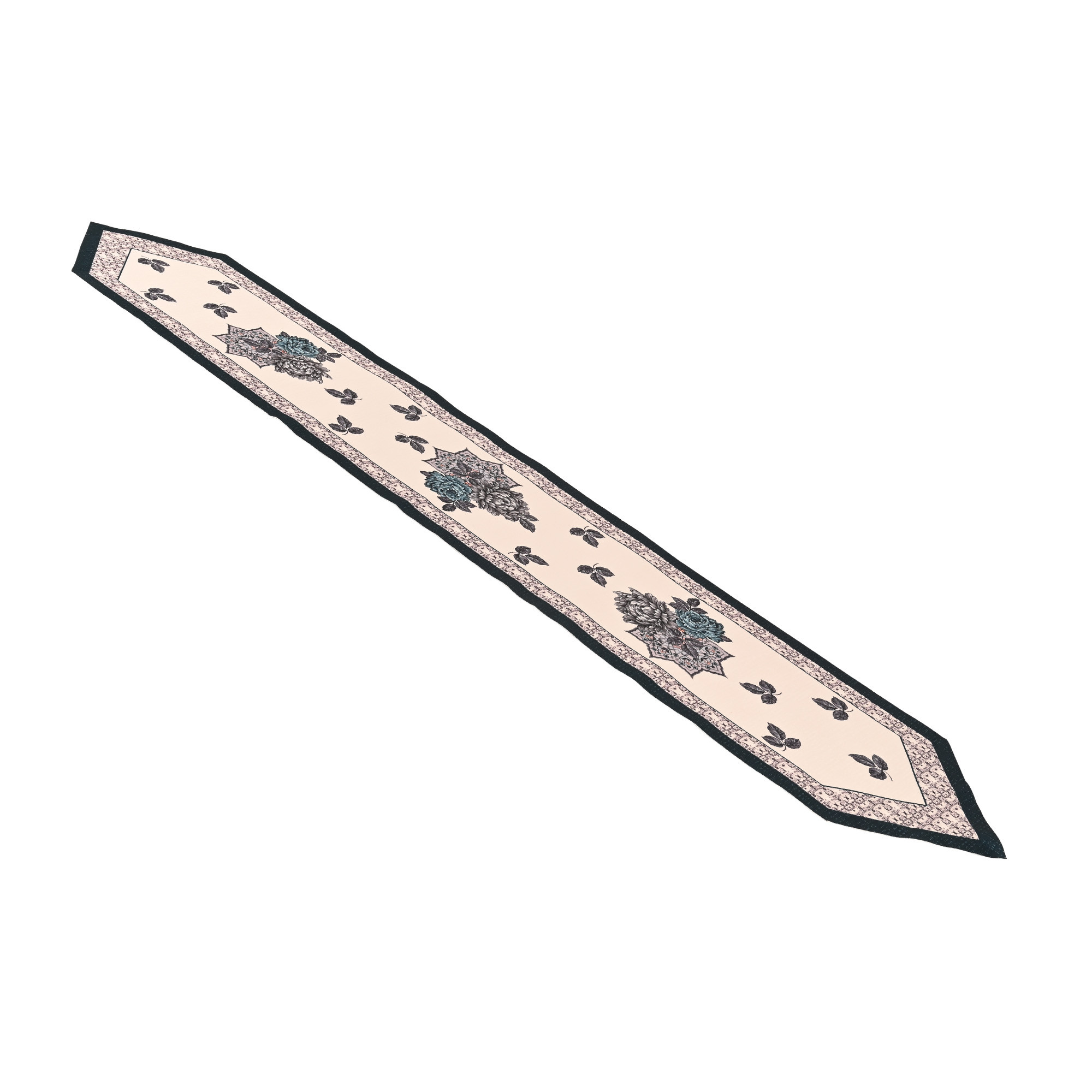 Kuber Industries 13x72 Anti Slip Cotton Table Runner For Centre Table  Stylish Dining Table Runner for Living Room - Dining Table Accessories for Home  Hotel  1033 Pyramid- Cream  Blue