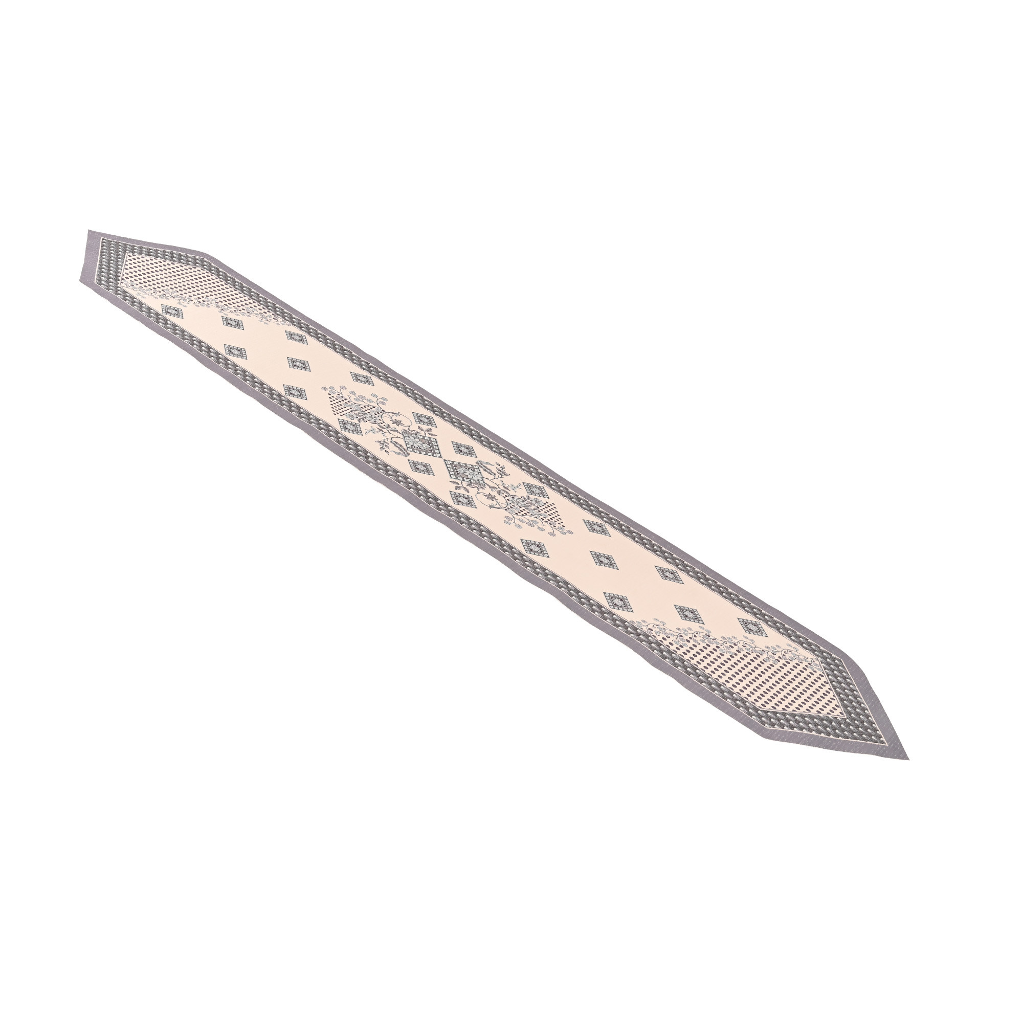 Kuber Industries 13x72 Anti Slip Table Runner For Centre Table  Stylish Dining Table Runner for Living Room - Dining Table Accessories for Home  Hotel  1037 Pyramid- Cream  Grey