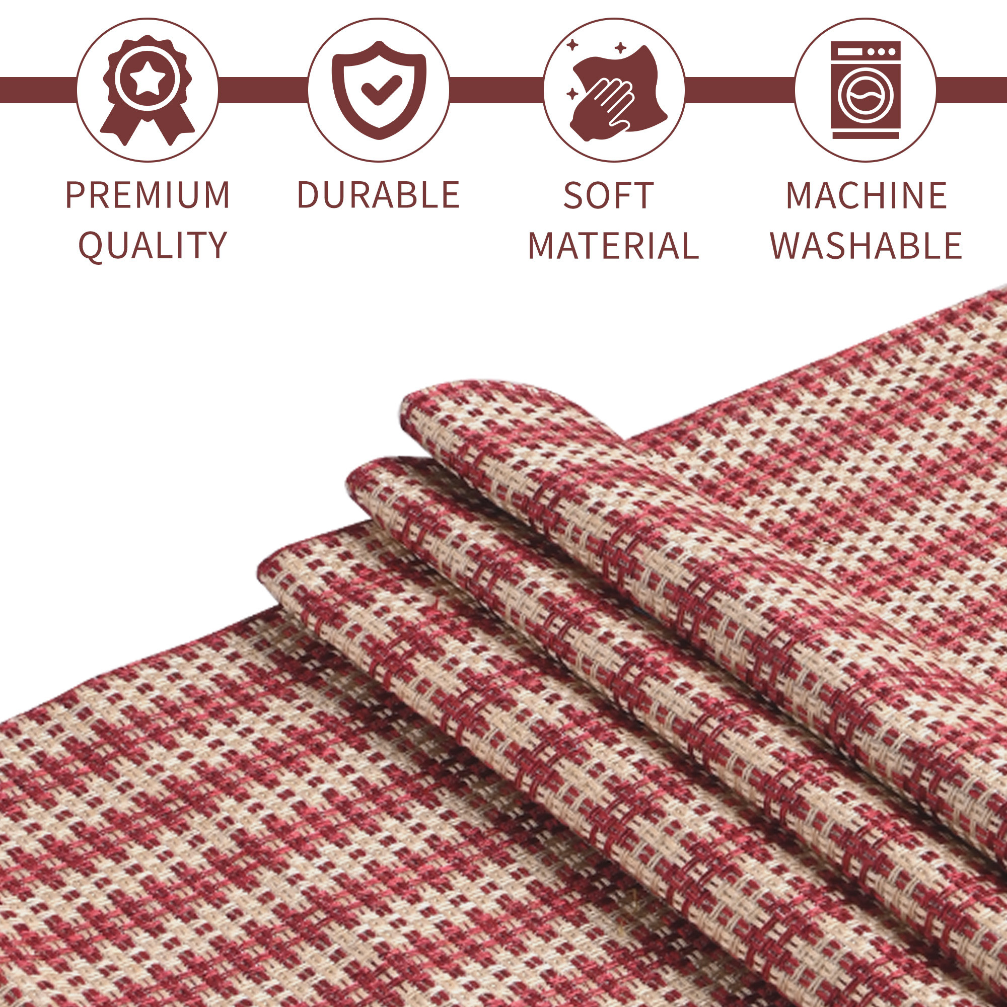 Kuber Industries 13x72 Inch Heat Resistant Jute Dining Table Runner 6 Seater  Anti Slip Centre Table Runner for Living Room Home Decor and Patios  Dining Decor Items for Table  Big Patta - Maroon