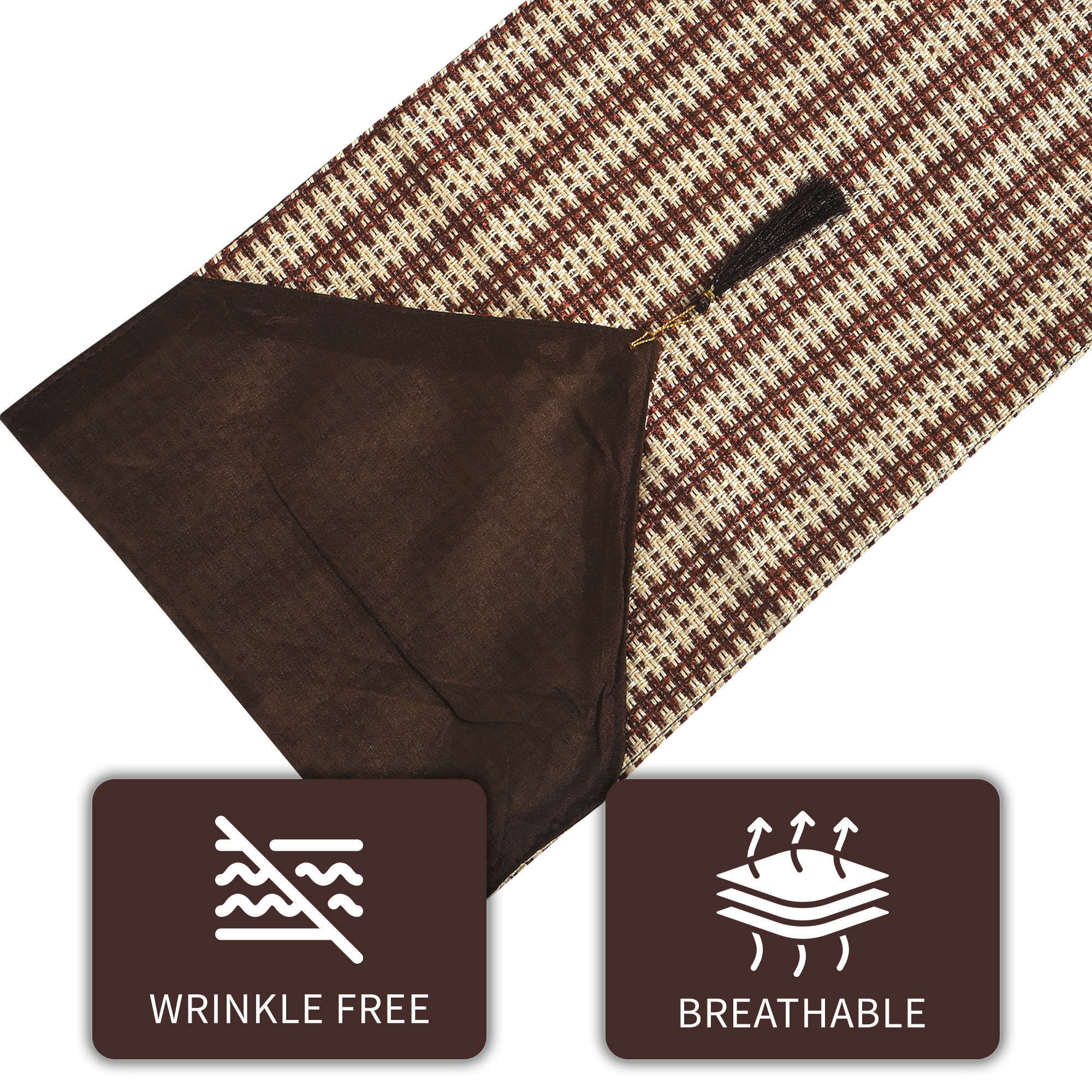 Kuber Industries 13x72 Inch Heat Resistant Jute Dining Table Runner 6 Seater  Anti Slip Centre Table Runner for Living Room Home Decor and Patios  Dining Decor Items for Table  Big Patta - Brown