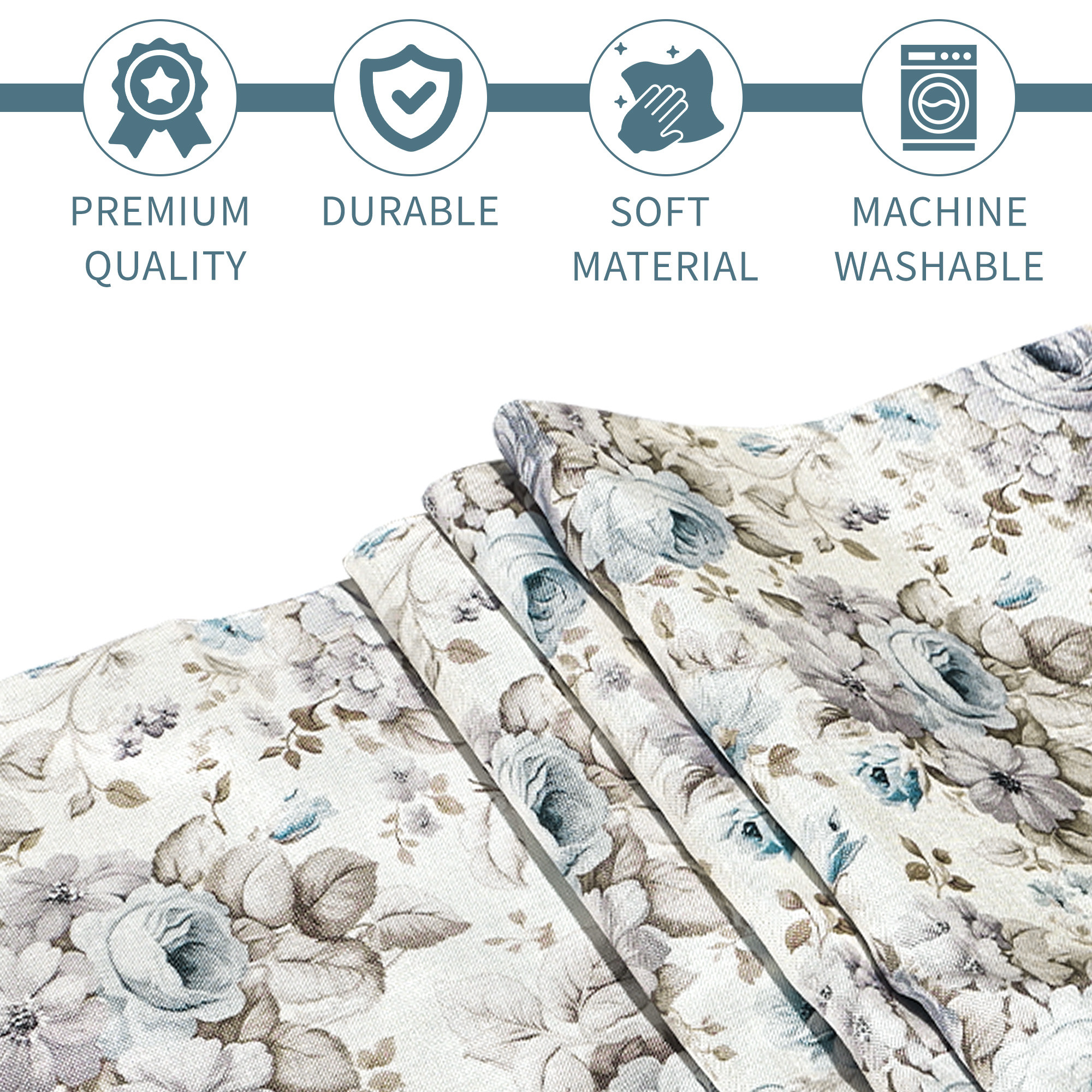 Kuber Industries 13x72 Inch Large Jute Table Runner for 6 Seater Dining Table  Centre Table Runner for Living Room Patio and Home Decor  Gulab Design - Grey  Cream