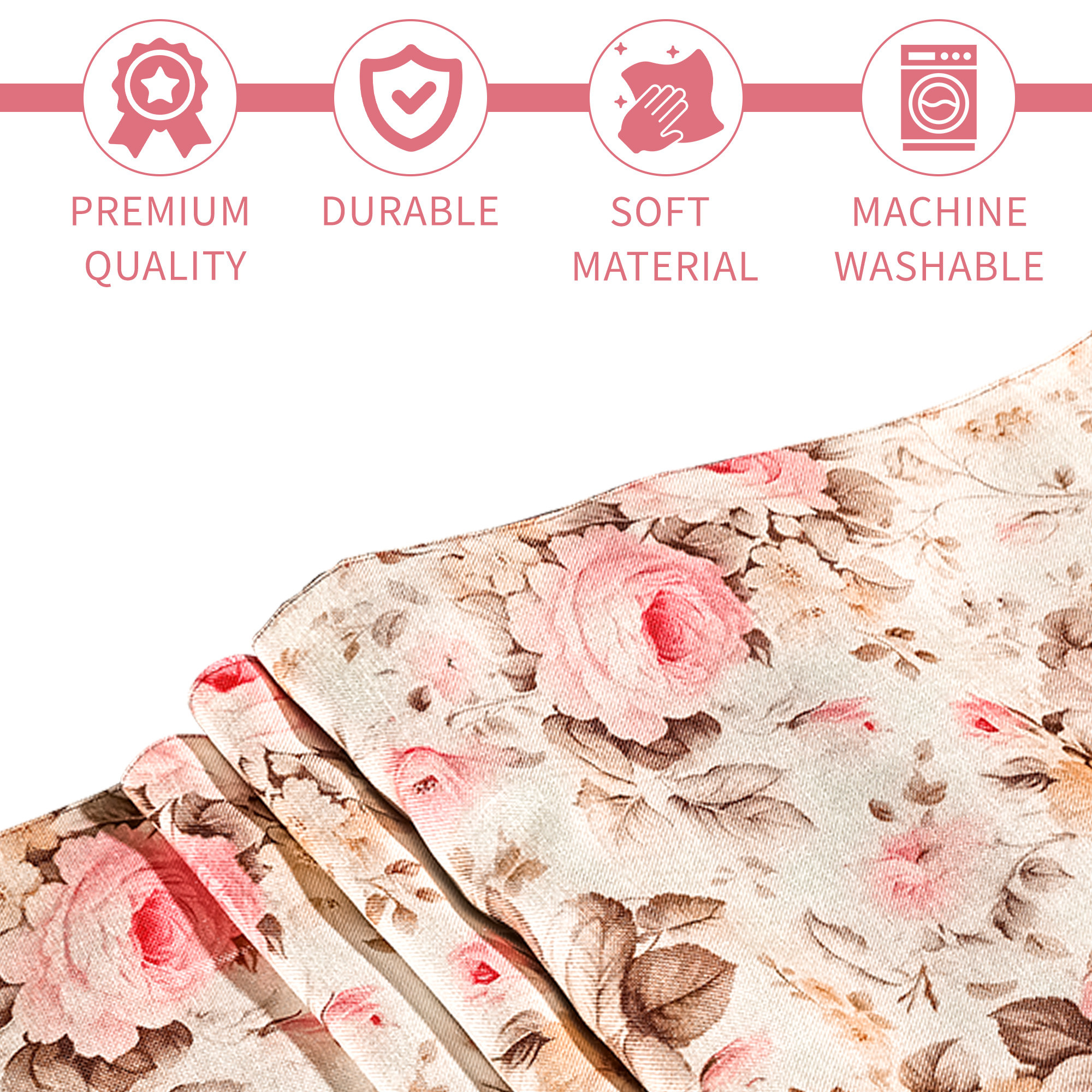 Kuber Industries 13x72 Inch Large Jute Table Runner for 6 Seater Dining Table  Centre Table Runner for Living Room Patio and Home Decor  Gulab Design - Pink  Cream