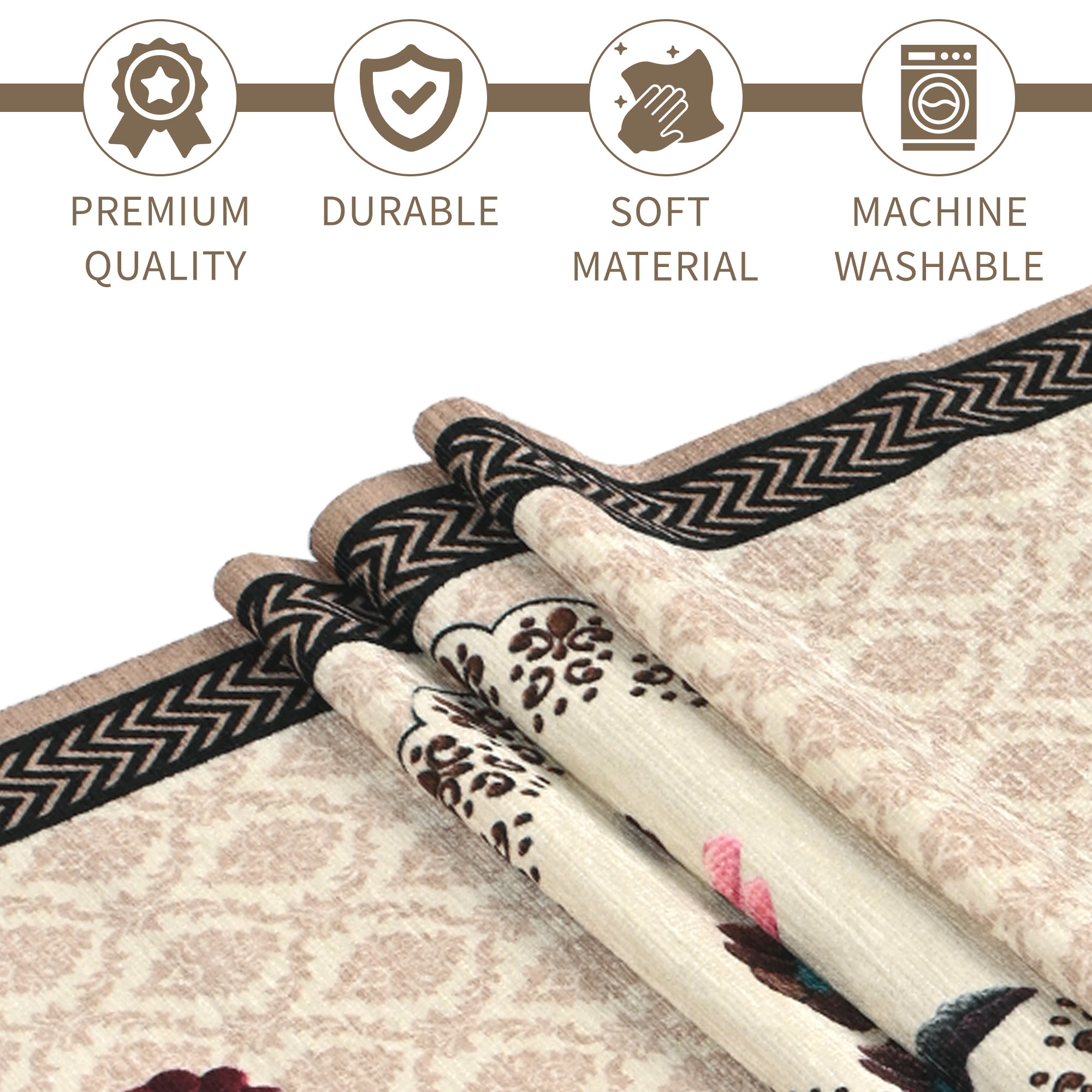 Kuber Industries 13x72 Inch Soft Velvet Dining Table Runner 6 Seater  Anti Slip Centre Table Runner for Living Room Home Decor and Patios Dining Decor Items for Table  Painting - Brown