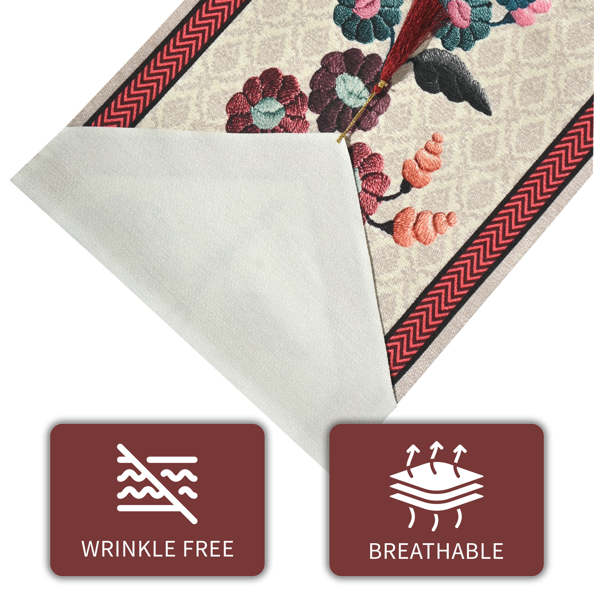 Kuber Industries 13x72 Inch Soft Velvet Dining Table Runner 6 Seater  Anti Slip Centre Table Runner for Living Room Home Decor and Patios Dining Decor Items for Table  Painting - Maroon