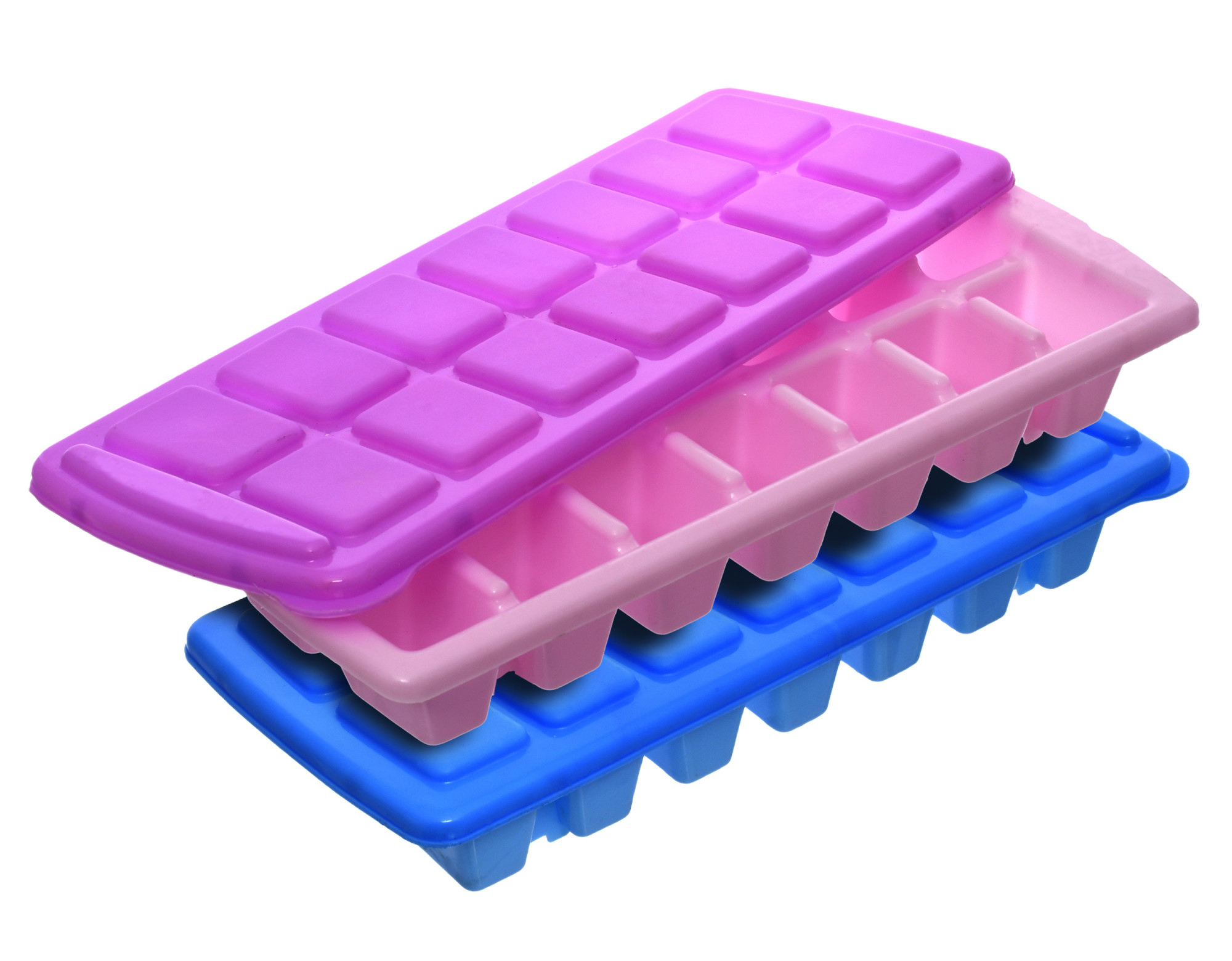 Kuber Industries 14 Cubes Plastic Unbreakable Virgin Plastic Ice Cube Tray With Lid (Multi)-KUBMART1226