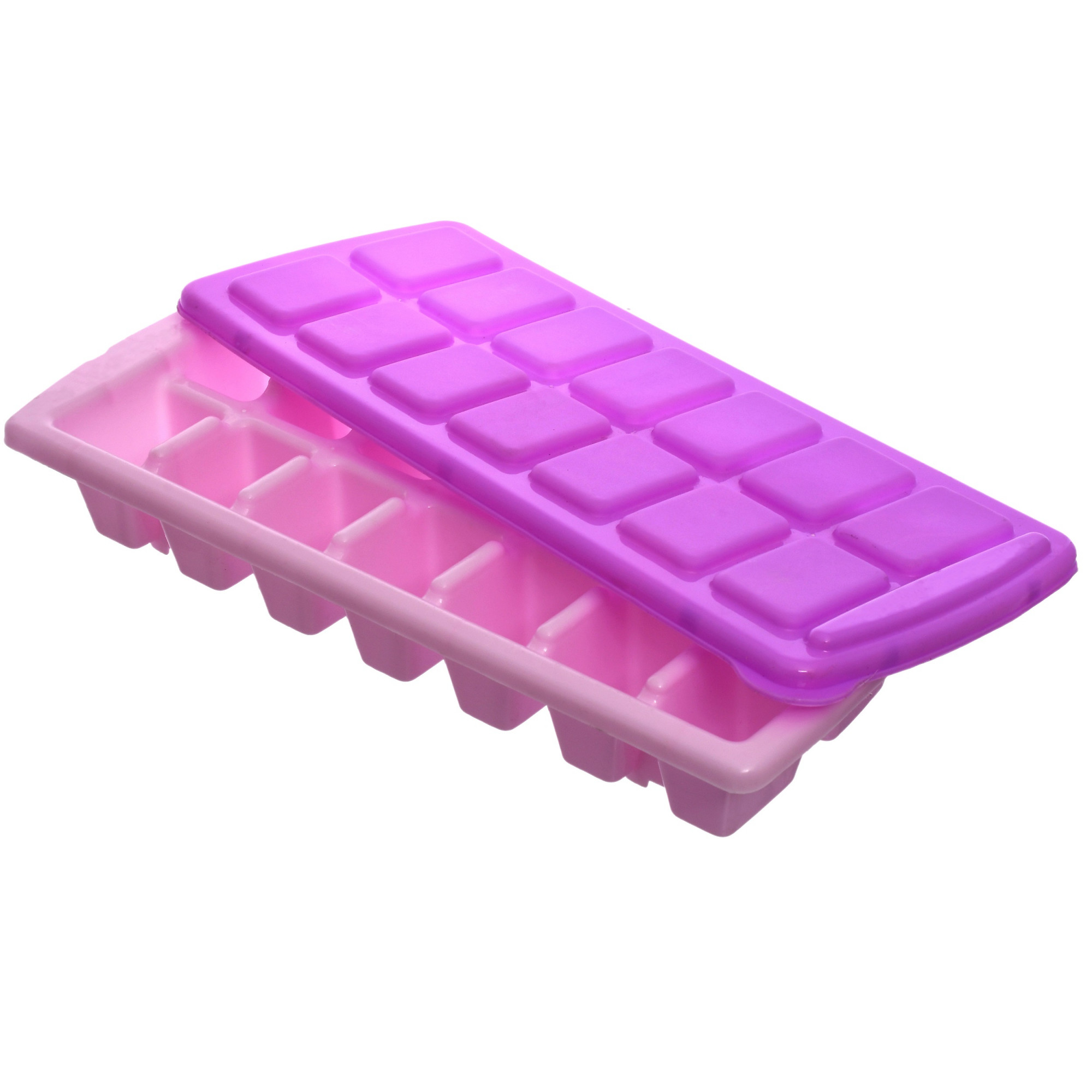 Kuber Industries 14 Cubes Plastic Unbreakable Virgin Plastic Ice Cube Tray With Lid (Multi)-KUBMART1226