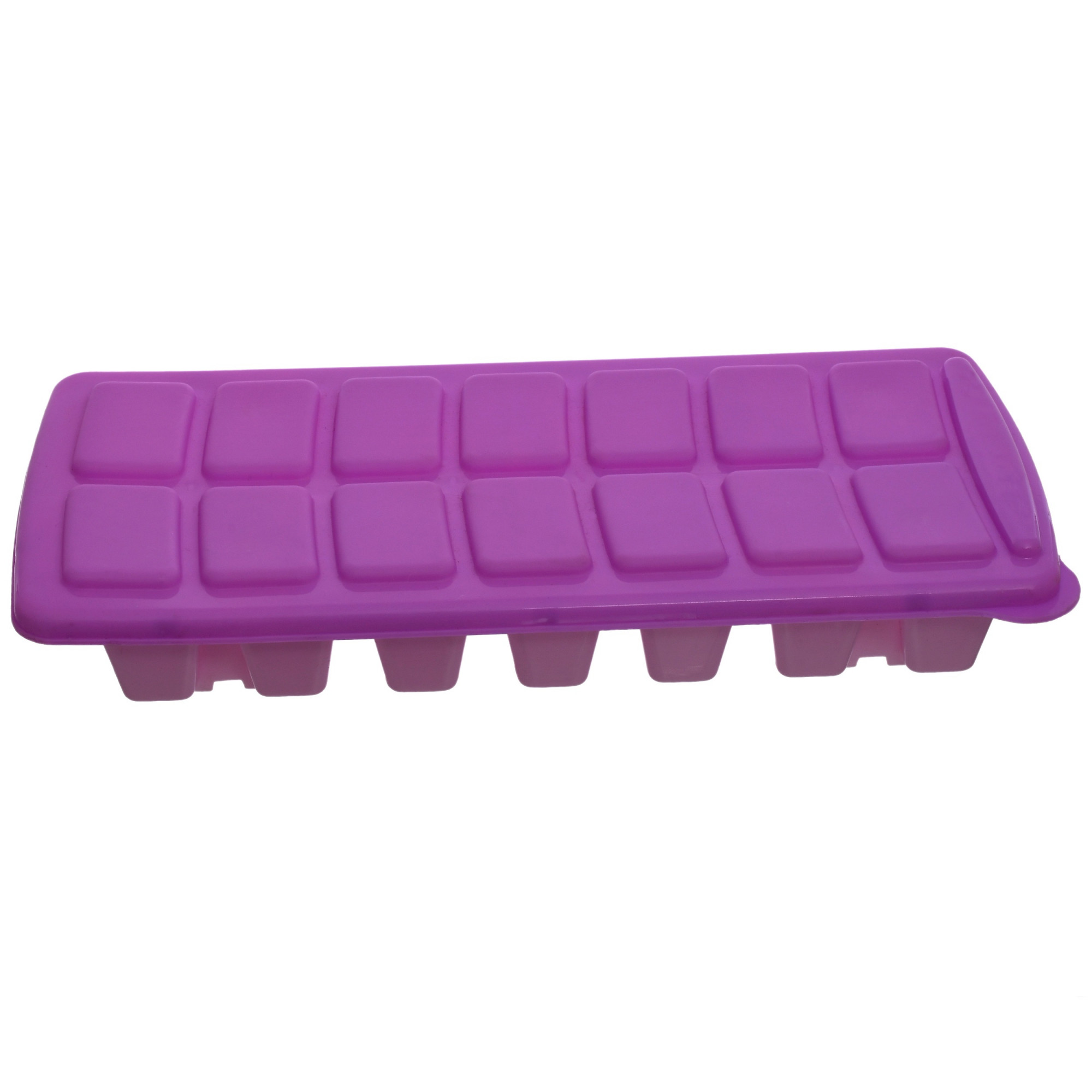 Kuber Industries 14 Cubes Plastic Unbreakable Virgin Plastic Ice Cube Tray With Lid (Multi)-KUBMART1226