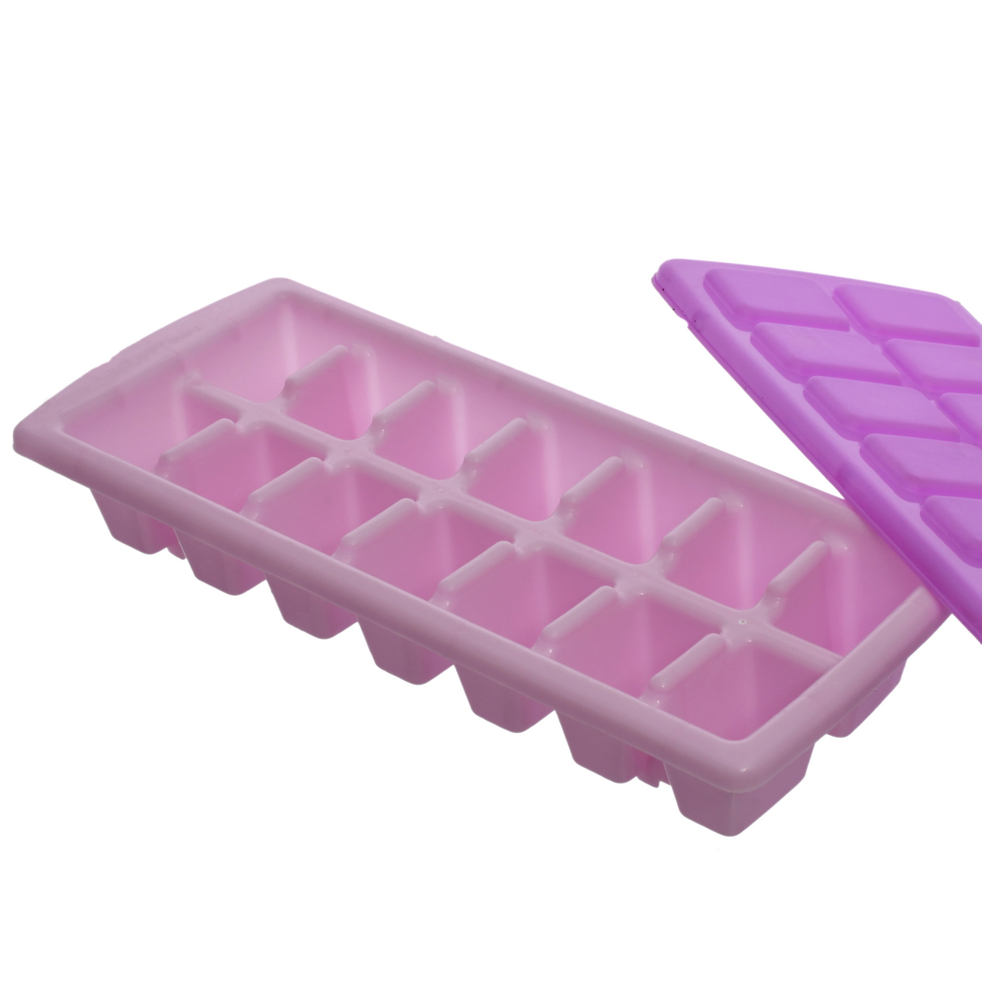 Kuber Industries 14 Cubes Plastic Unbreakable Virgin Plastic Ice Cube Tray With Lid (Multi)-KUBMART1226
