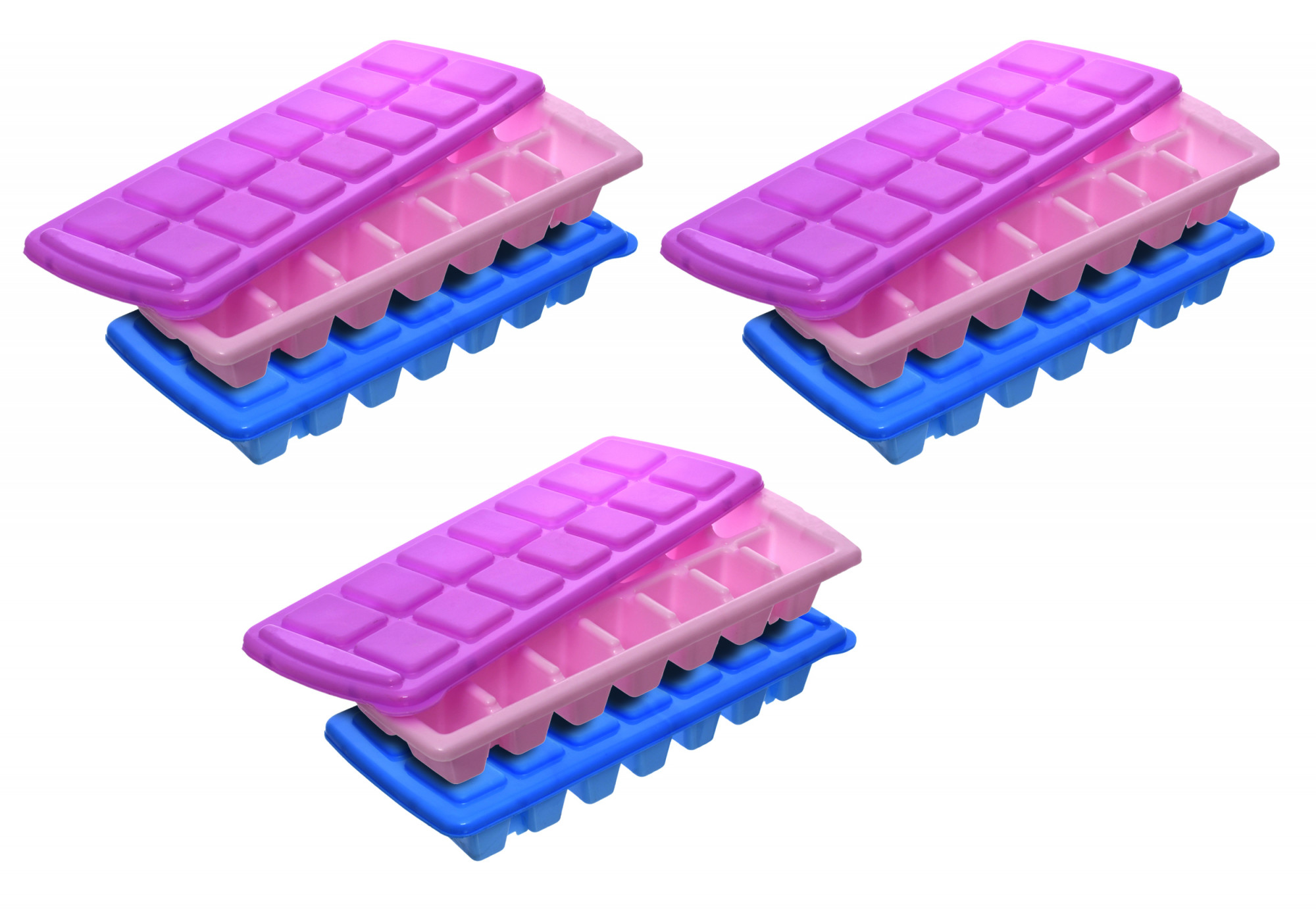 Kuber Industries 14 Cubes Plastic Unbreakable Virgin Plastic Ice Cube Tray With Lid (Multi)-KUBMART1226
