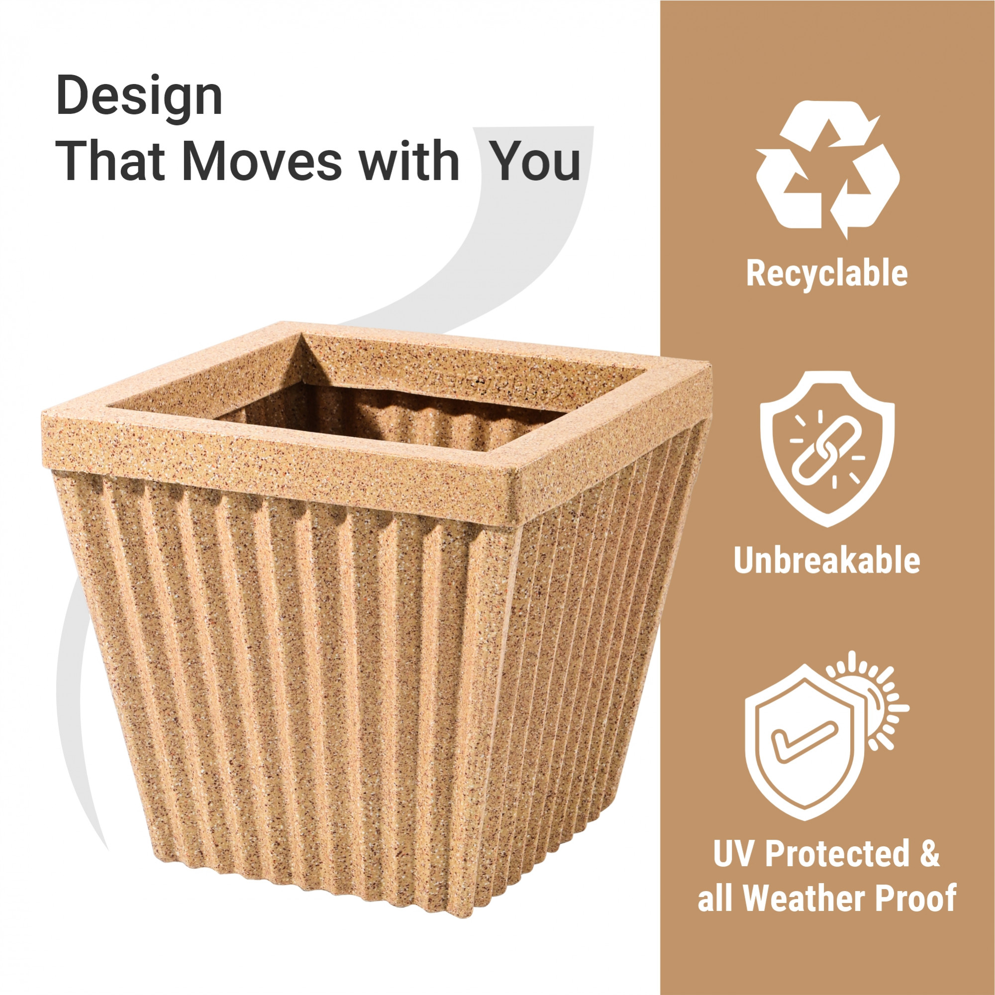 Kuber Industries 14-Inch Roto Mould German Polymer Big Size Flower Pot  IndoorOutdoor Tree Gamla Planter for Living Room Resorts Hotels Terrace  Garden  Marble Pihu Splash - Sand