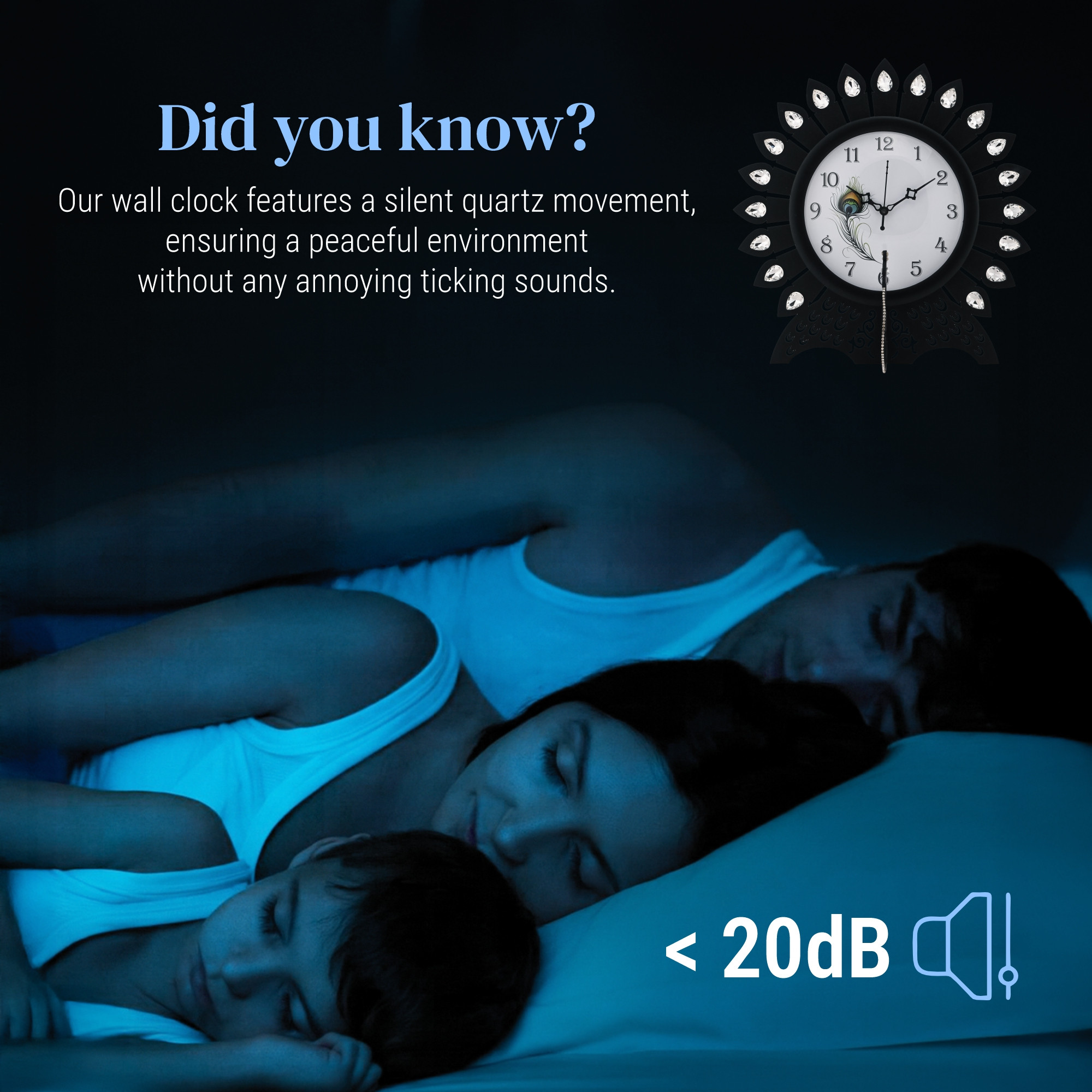 Kuber Industries 14 Inches Wooden Peacock Designer Stones Analog Wall Clock  Vintage Interior Home and Office Dcor Living Room Bedroom   Black