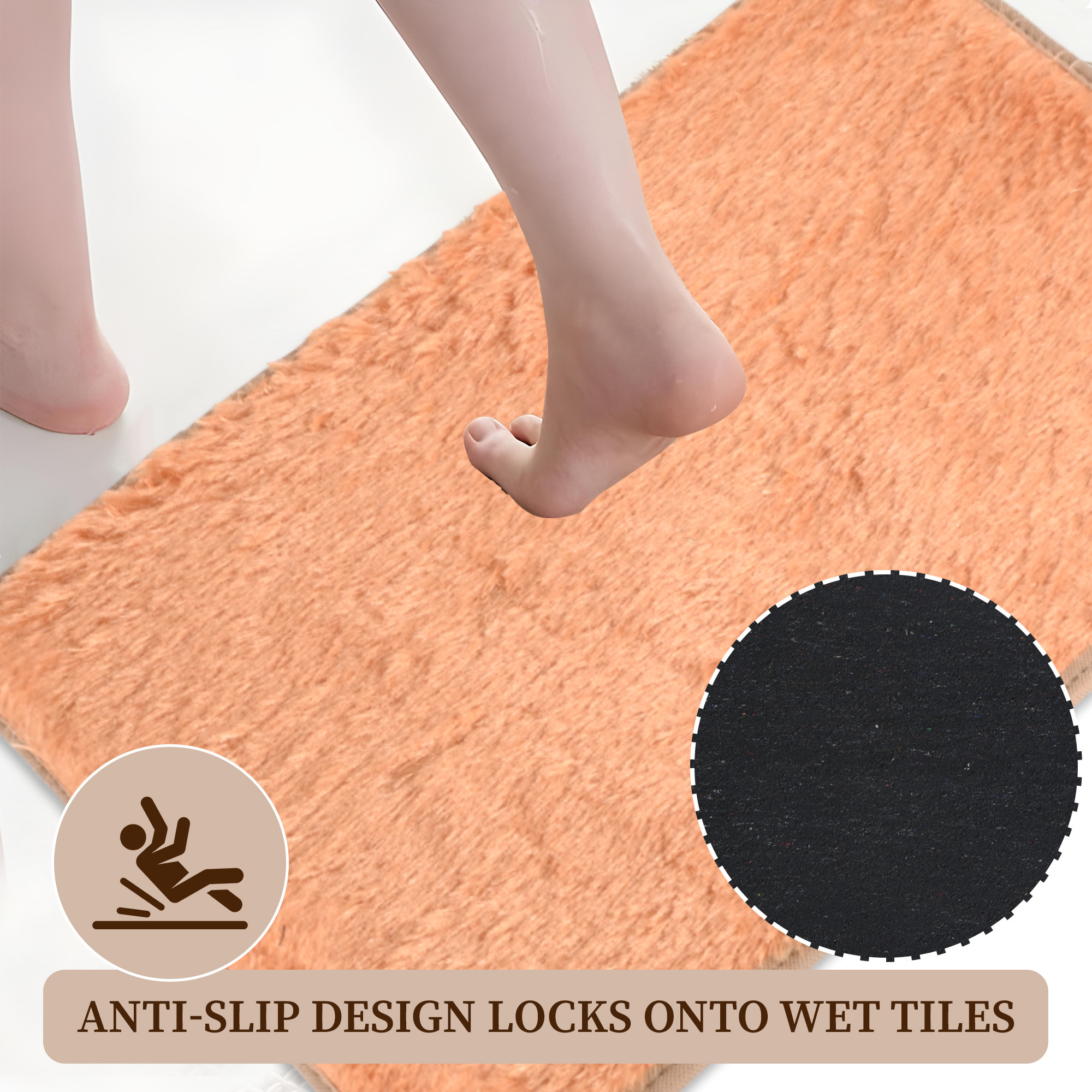 Kuber Industries 14x21 Inch Anti Skid Mat for Bathroom Floor  Anti Slip Paydan  Footmat for Home  Kitchen  Doormat  Bathroom Mat for Indoor  Outdoor  Plain Fur - Golden