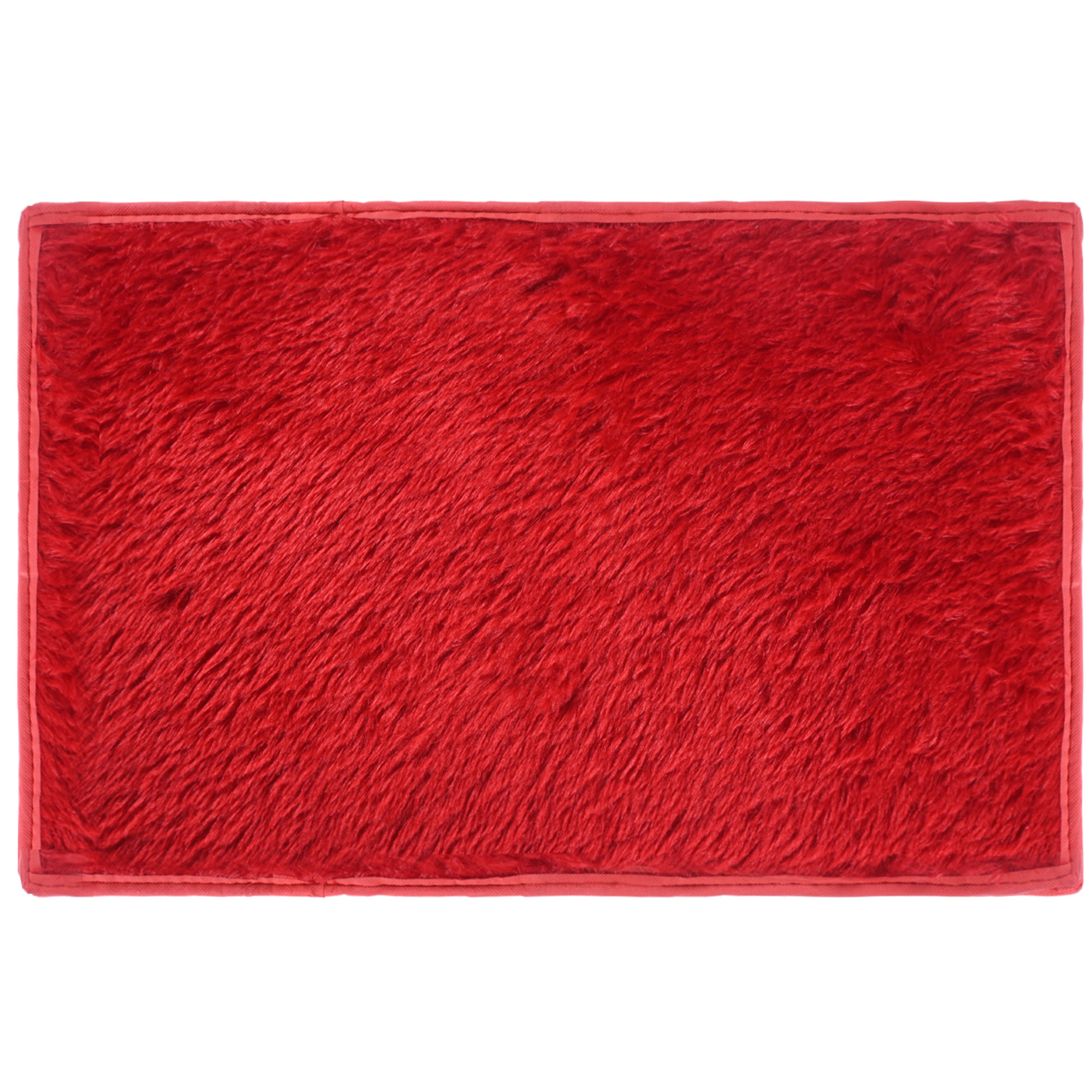 Kuber Industries 14x21 Inch Anti Skid Mat for Bathroom Floor  Anti Slip Paydan  Footmat for Home  Kitchen  Doormat  Bathroom Mat for Indoor  Outdoor  Plain Fur - Red