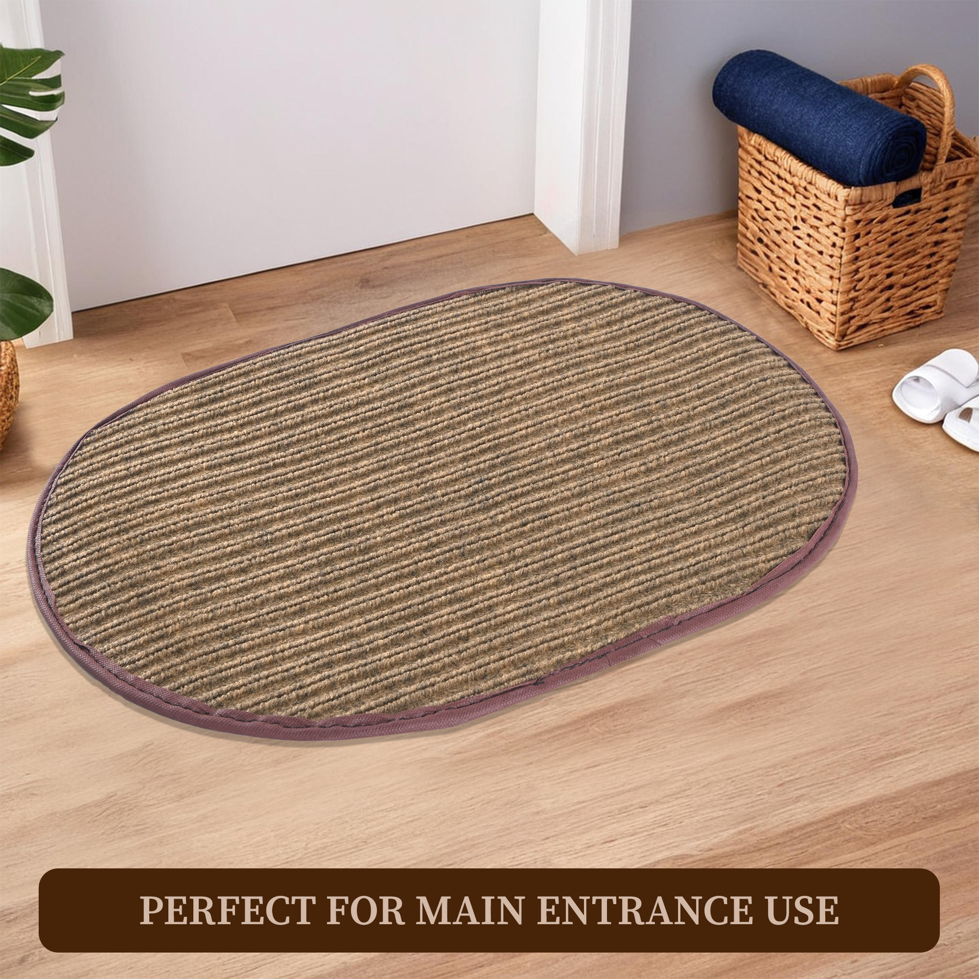 Kuber Industries 14x21 Inch Anti Skid Mat for Bathroom Floor  Anti Slip Paydan  Footmat for Home  Kitchen  Doormat  Bathroom Mat for Indoor  Outdoor  Self Lining - Brown