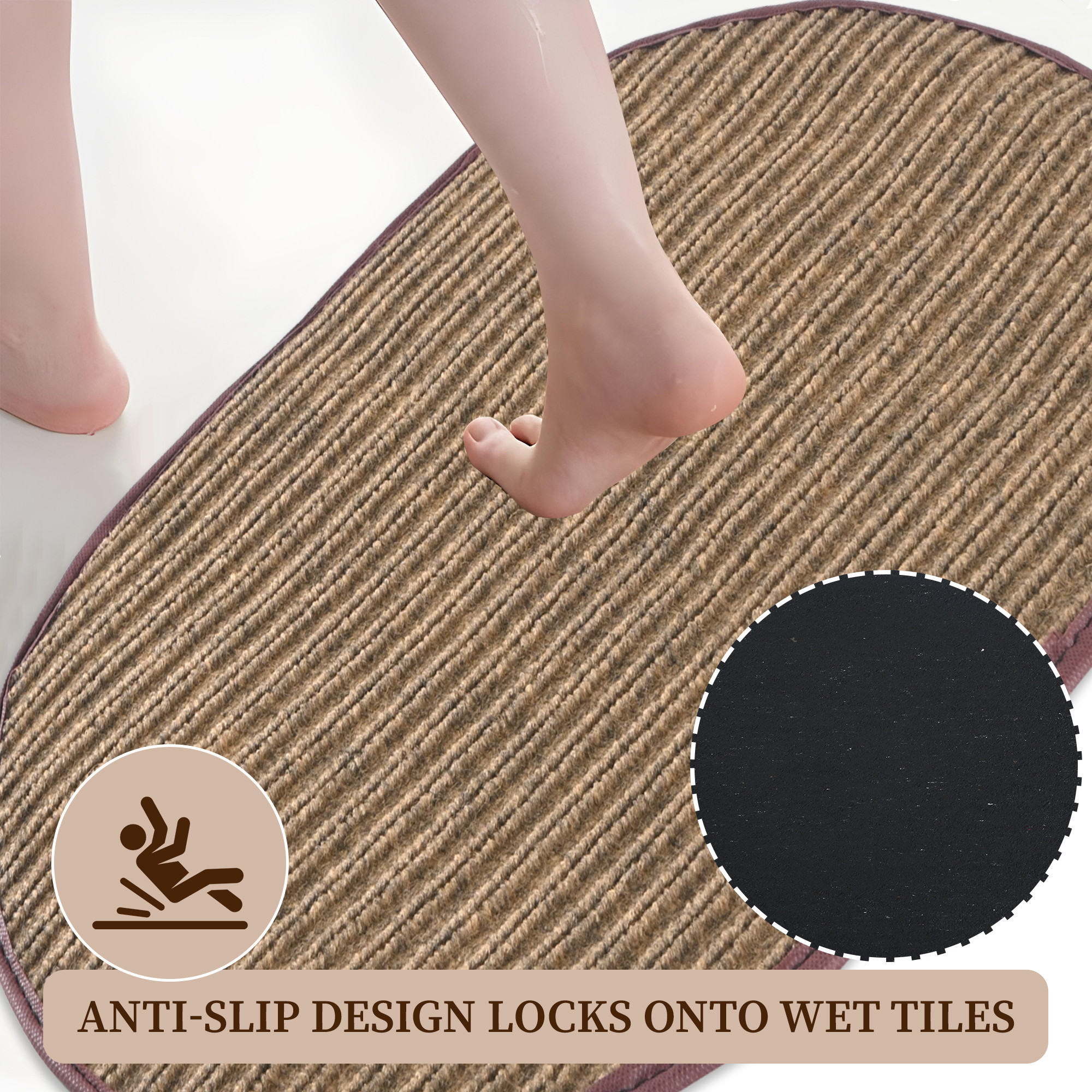 Kuber Industries 14x21 Inch Anti Skid Mat for Bathroom Floor  Anti Slip Paydan  Footmat for Home  Kitchen  Doormat  Bathroom Mat for Indoor  Outdoor  Self Lining - Brown