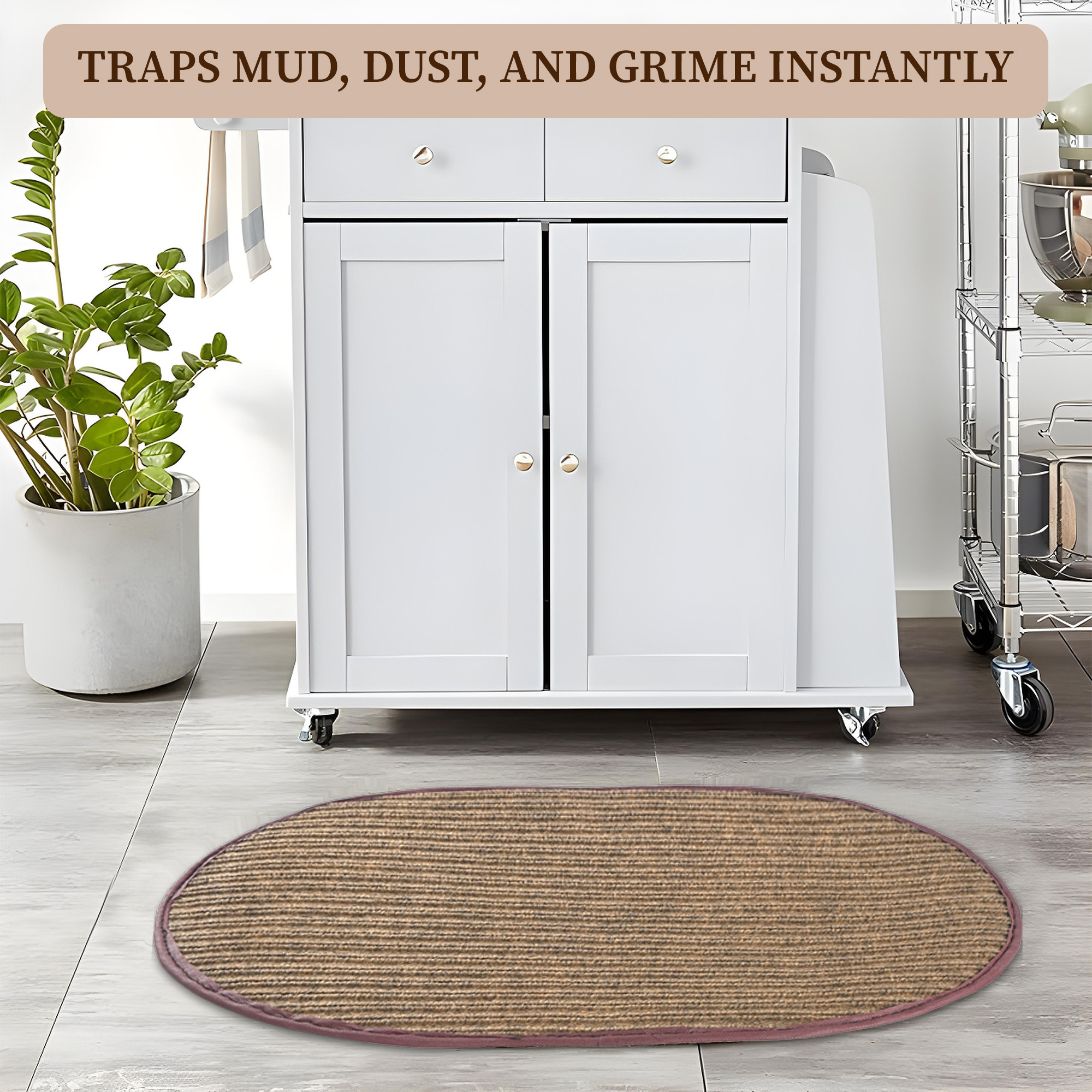 Kuber Industries 14x21 Inch Anti Skid Mat for Bathroom Floor  Anti Slip Paydan  Footmat for Home  Kitchen  Doormat  Bathroom Mat for Indoor  Outdoor  Self Lining - Brown