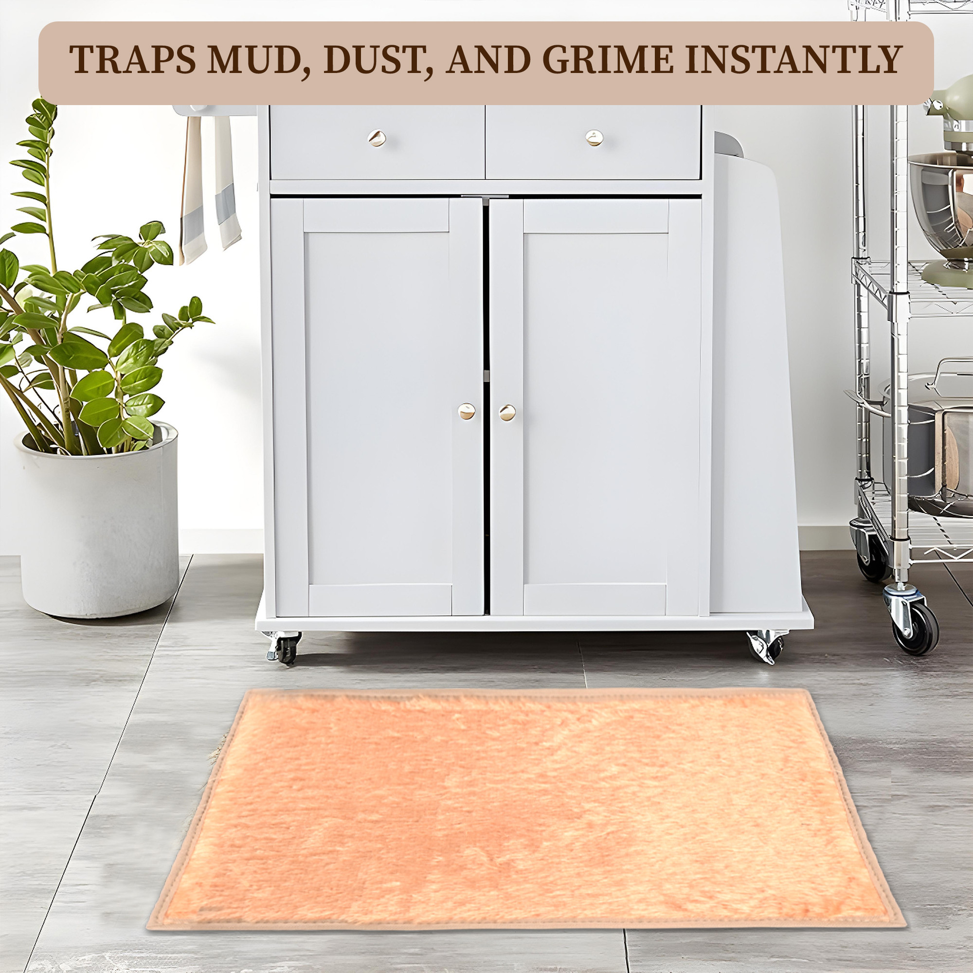 Kuber Industries 14x21 Inch Anti Skid Mat for Bathroom Floor  Anti Slip Paydan  Footmat for Home  Kitchen  Doormat  Bathroom Mat for Indoor  Outdoor  Plain Fur - Golden