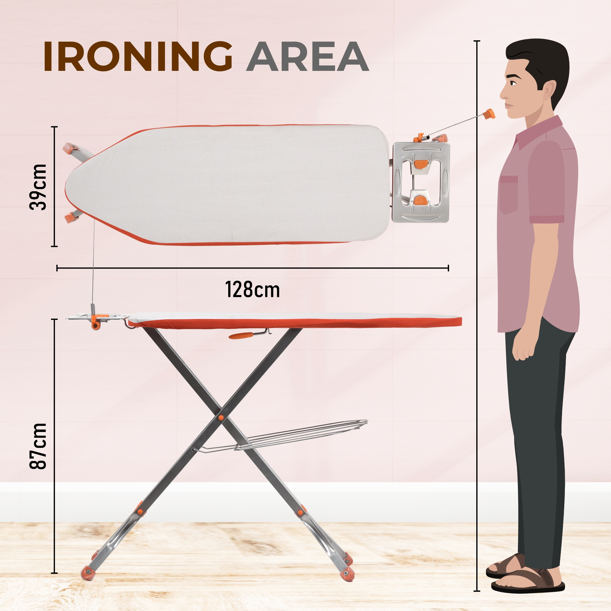 Kuber Industries 15 Inch Adjustable  Foldable Iron Stand for Clothes  Sarees  Quick Pressing Board  Ironing Table for Home  Multicolour