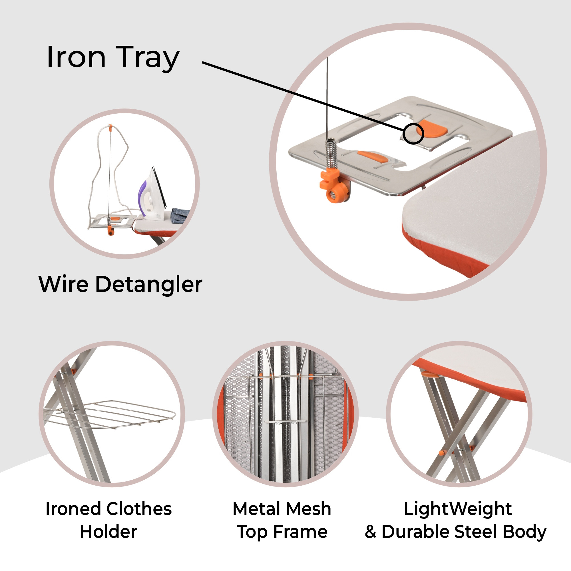 Kuber Industries 15 Inch Adjustable  Foldable Iron Stand for Clothes  Sarees  Quick Pressing Board  Ironing Table for Home  Multicolour