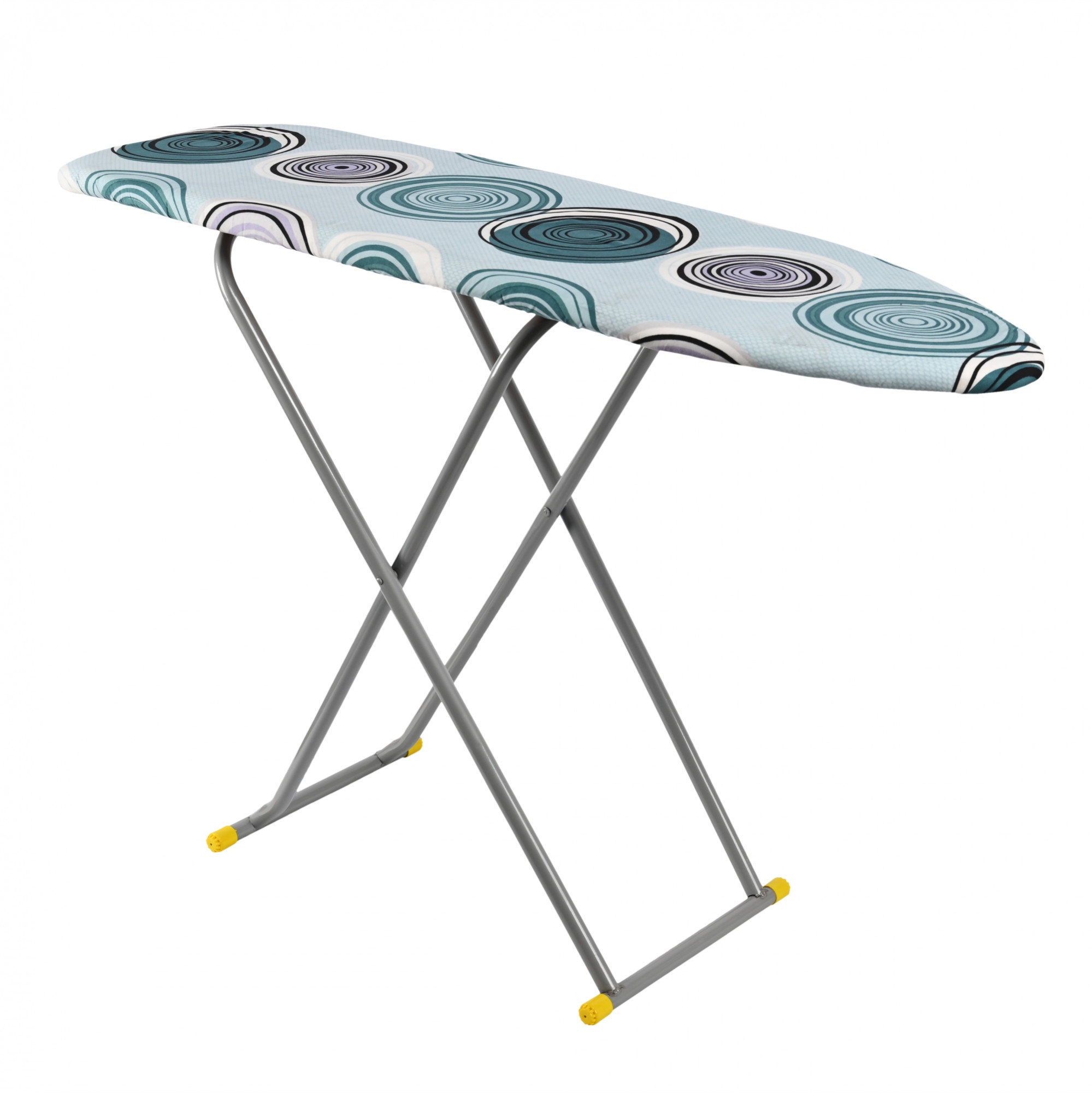 Kuber Industries 15 Inch Foldable  Height Adjustable Press Board Iron Stand with Heat Resistant HolderTray for Home  Anti Skid Press Table for Clothes  Circle Design- Green  Black