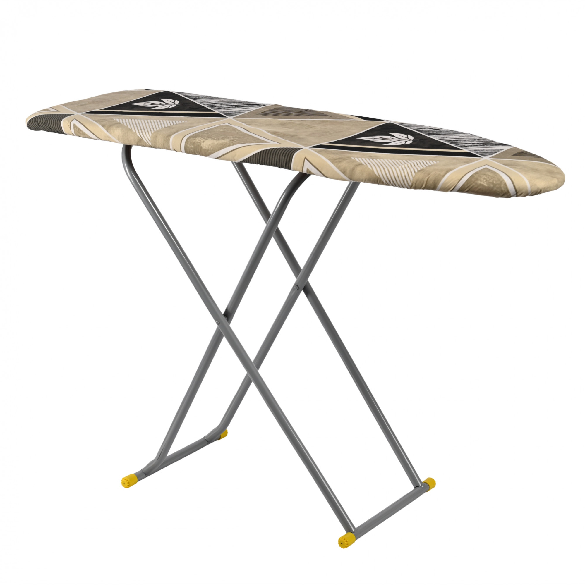 Kuber Industries 15 Inch Foldable  Height Adjustable Press Board Iron Stand with Heat Resistant HolderTray for Home  Anti Skid Press Table for Clothes  Triangle Design- Green  Brown