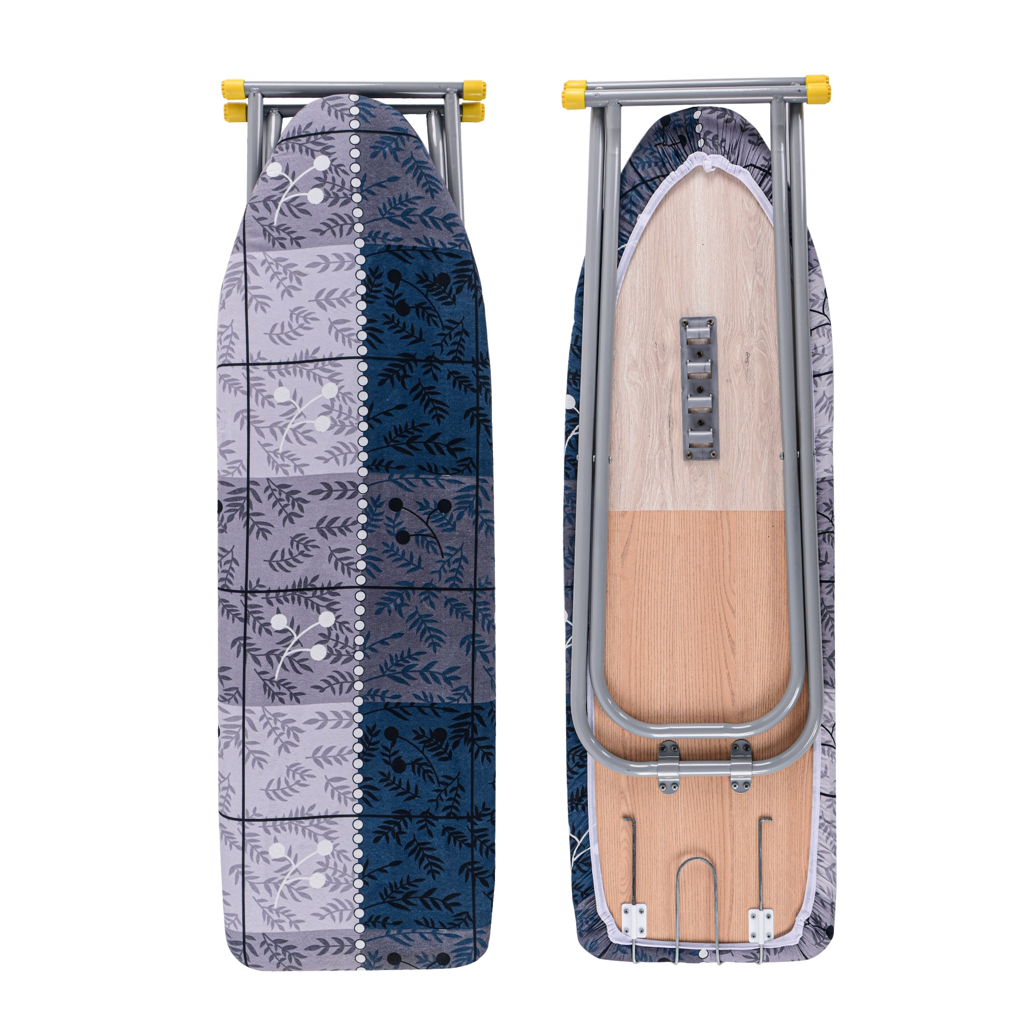 Kuber Industries 15 Inch Metal Ironing Board Foldable and Height Adjustable with Press Holder  Iron Press Table for Clothes  Anti-Slip Feet  Heat-Resistant Iron Table Cover  Abycon - Grey