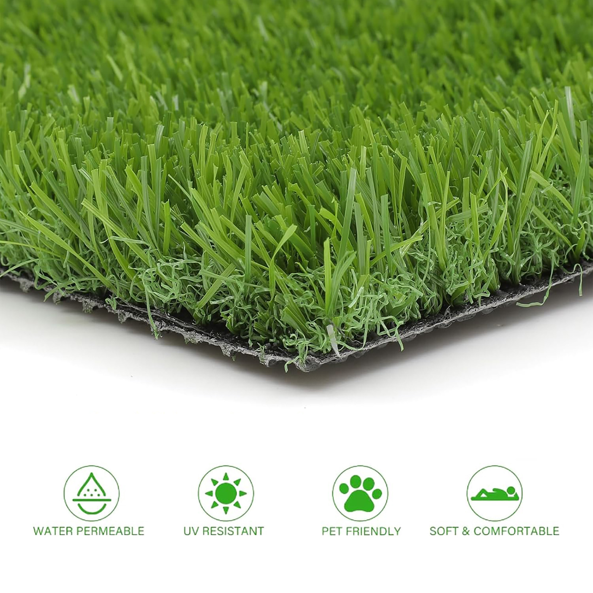 Kuber Industries 15x2 Feet Waterproof Artificial Grass for Balcony Floor  Decoration  Anti Skid Green Grass Mat for Home Indoor  Outdoor Decoration  Green