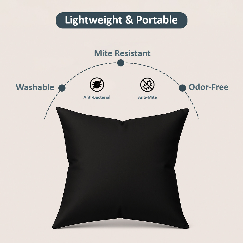 Kuber Industries 16x16 Inch Microfiber Cushion for Sofa  Washable Soft  Fluffy Sofa Cushion for Bedroom and Home Decor  Square Shape - Black