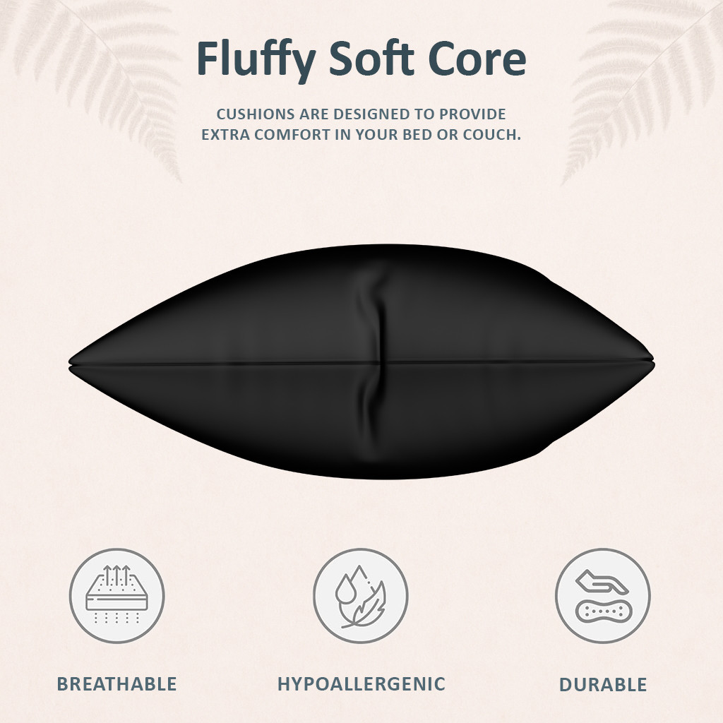 Kuber Industries 16x16 Inch Microfiber Cushion for Sofa  Washable Soft  Fluffy Sofa Cushion for Bedroom and Home Decor  Square Shape - Black