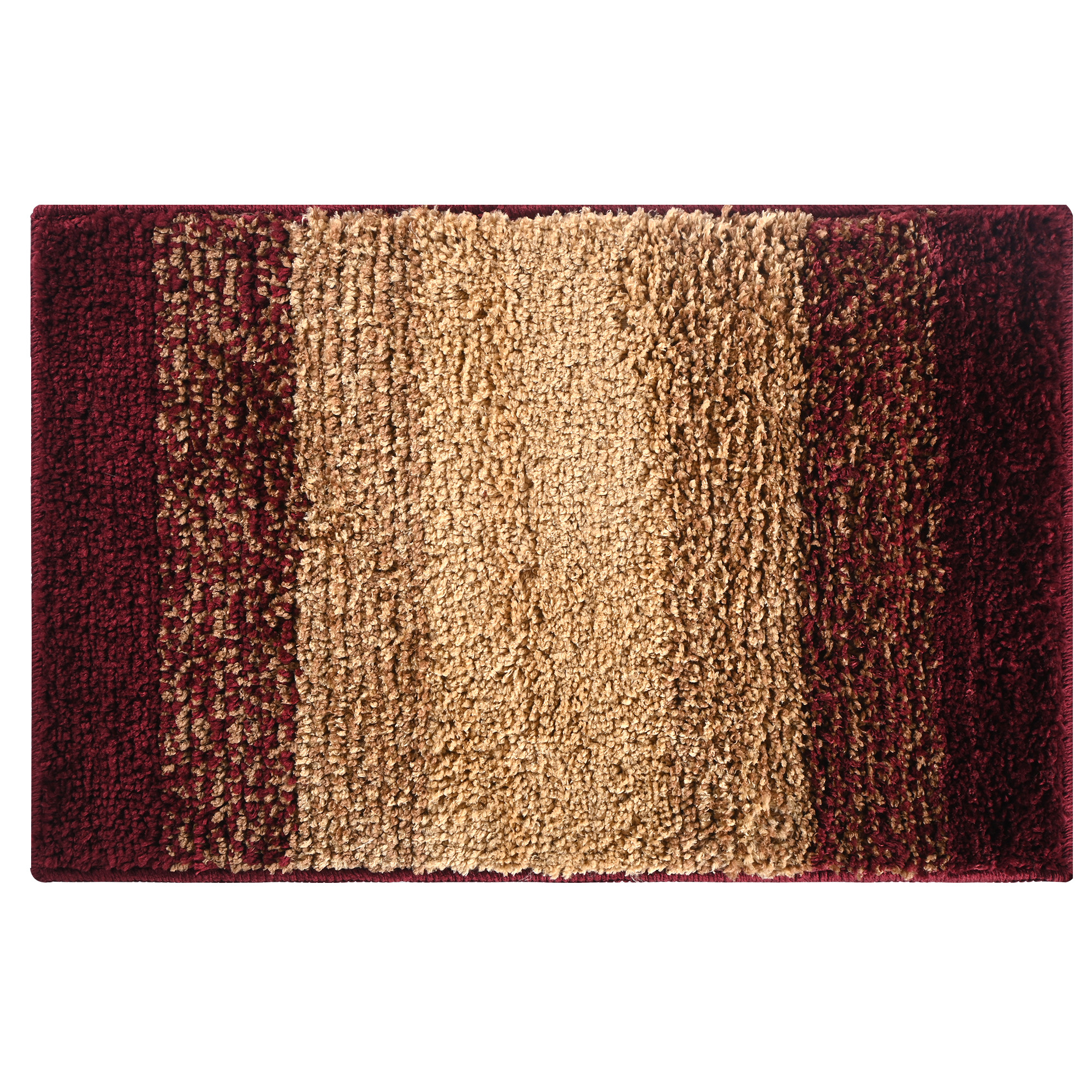 Kuber Industries 16x24 Inch Anti Skid Mat for Bathroom Floor  Anti Slip Paydan  Footmat for Home  Kitchen  Doormat  Bathroom Mat for Indoor  Outdoor  Rainbow Patti - Maroon  Cream