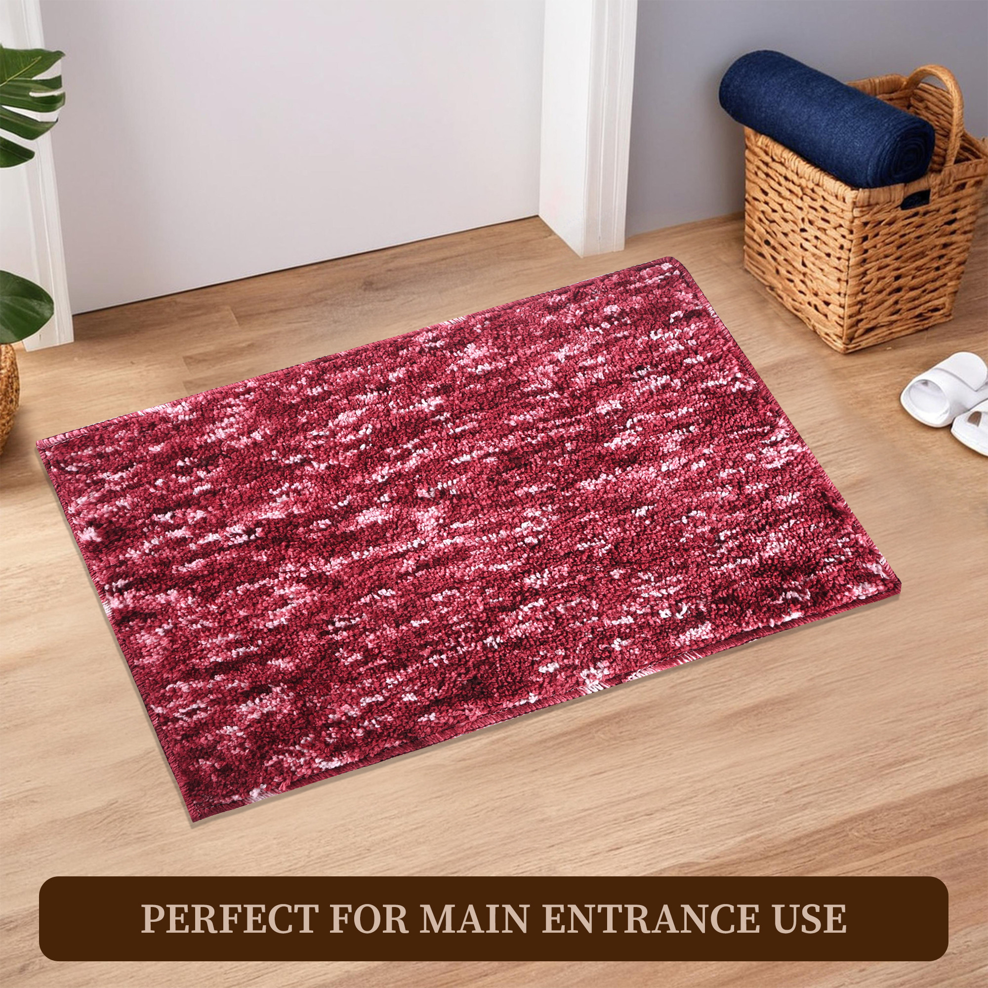 Kuber Industries 16x24 Inch Anti Skid Mat for Bathroom Floor  Anti Slip Paydan  Footmat for Home  Kitchen  Doormat  Bathroom Mat for Indoor  Outdoor  Multi Riyal - Maroon