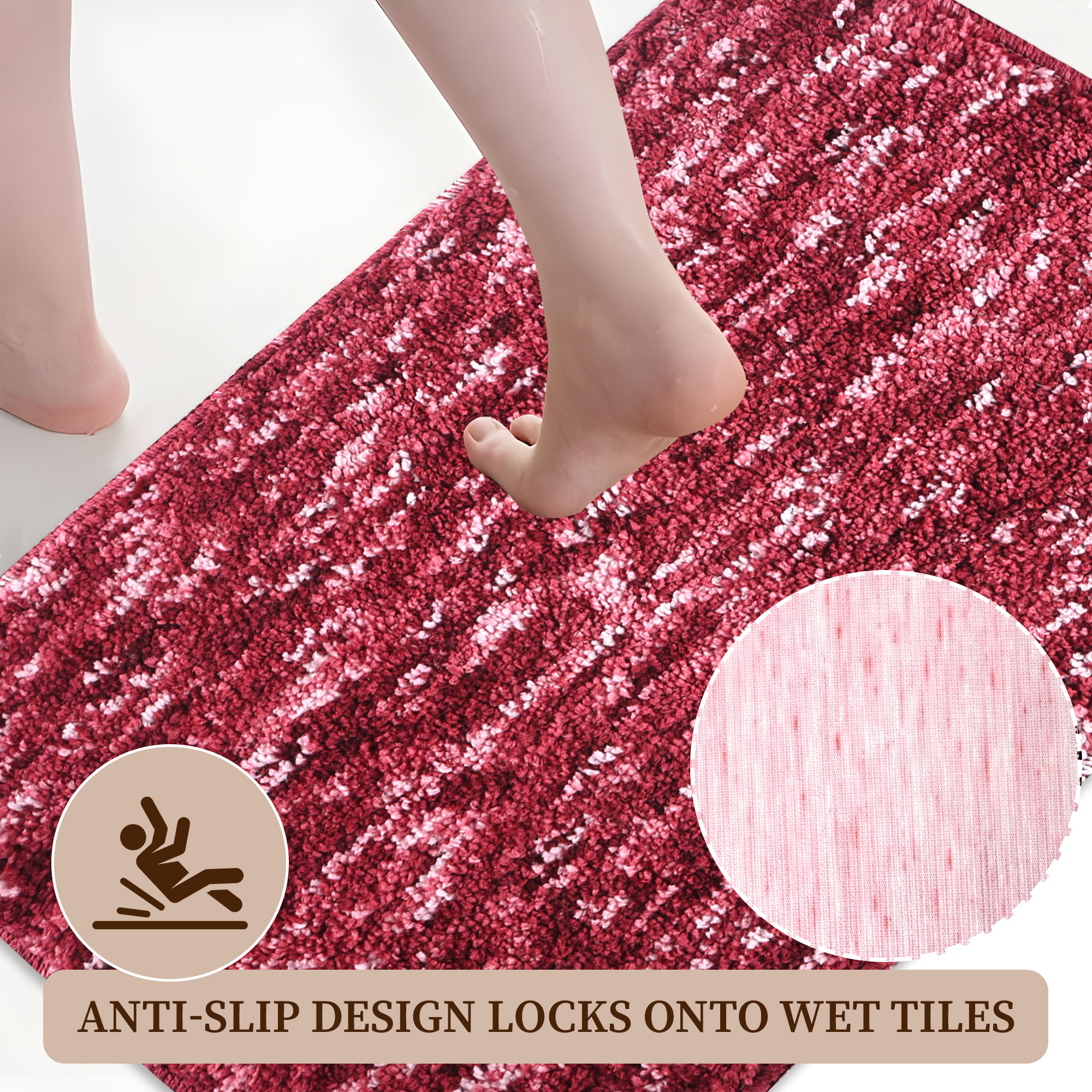 Kuber Industries 16x24 Inch Anti Skid Mat for Bathroom Floor  Anti Slip Paydan  Footmat for Home  Kitchen  Doormat  Bathroom Mat for Indoor  Outdoor  Multi Riyal - Maroon