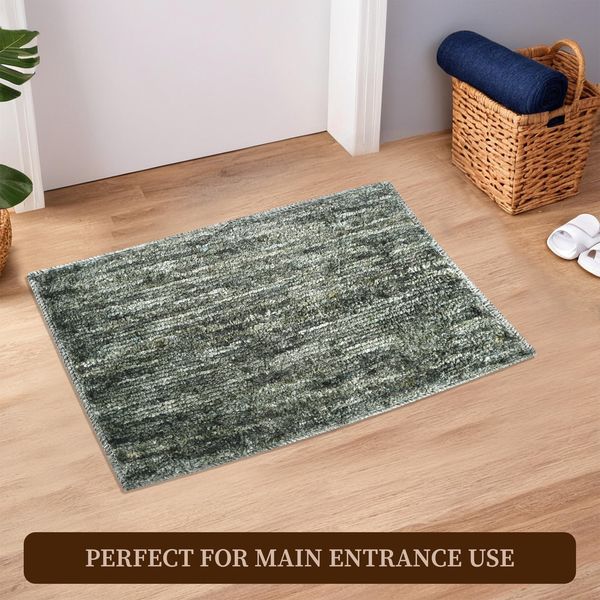 Kuber Industries 16x24 Inch Anti Skid Mat for Bathroom Floor  Anti Slip Paydan  Footmat for Home  Kitchen  Doormat  Bathroom Mat for Indoor  Outdoor  Multi Riyal - Green