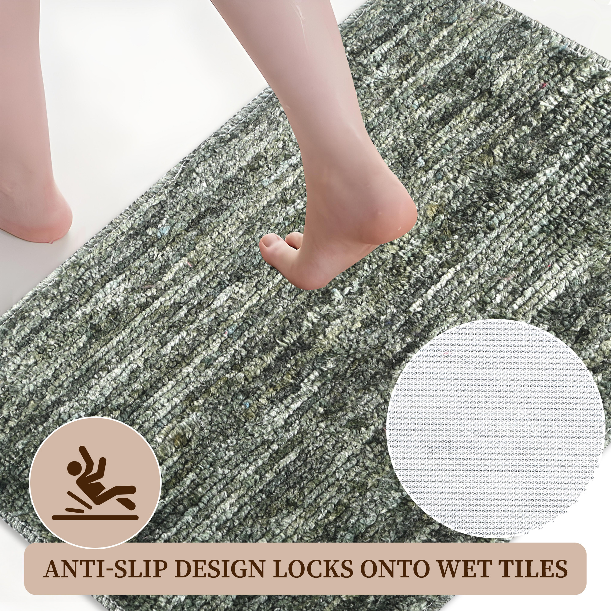 Kuber Industries 16x24 Inch Anti Skid Mat for Bathroom Floor  Anti Slip Paydan  Footmat for Home  Kitchen  Doormat  Bathroom Mat for Indoor  Outdoor  Multi Riyal - Green