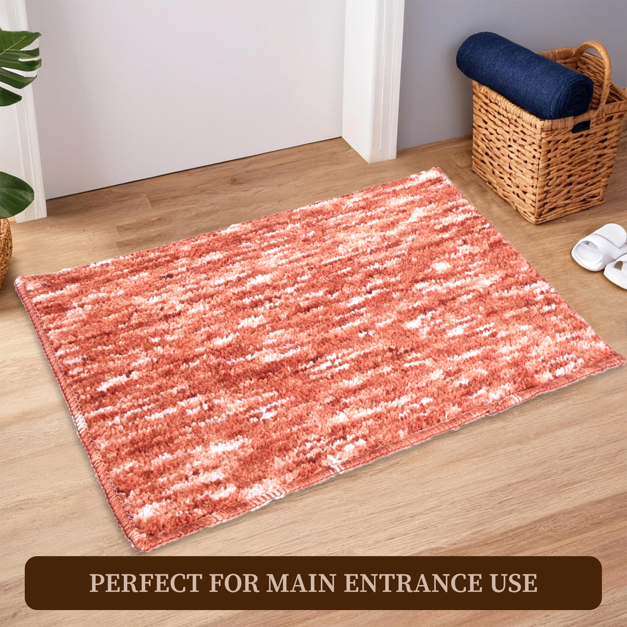 Kuber Industries 16x24 Inch Anti Skid Mat for Bathroom Floor  Anti Slip Paydan  Footmat for Home  Kitchen  Doormat  Bathroom Mat for Indoor  Outdoor  Multi Riyal - Orange