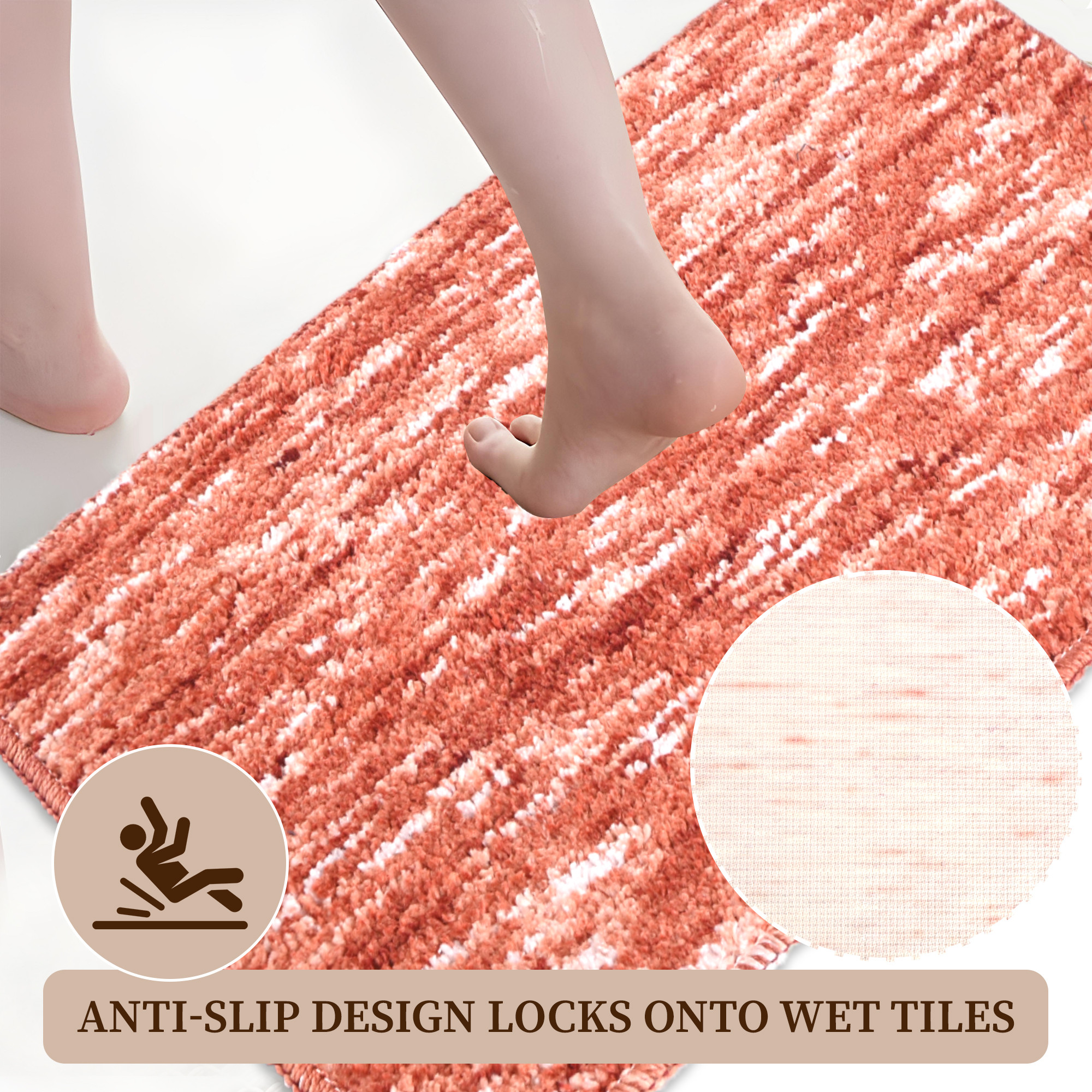 Kuber Industries 16x24 Inch Anti Skid Mat for Bathroom Floor  Anti Slip Paydan  Footmat for Home  Kitchen  Doormat  Bathroom Mat for Indoor  Outdoor  Multi Riyal - Orange