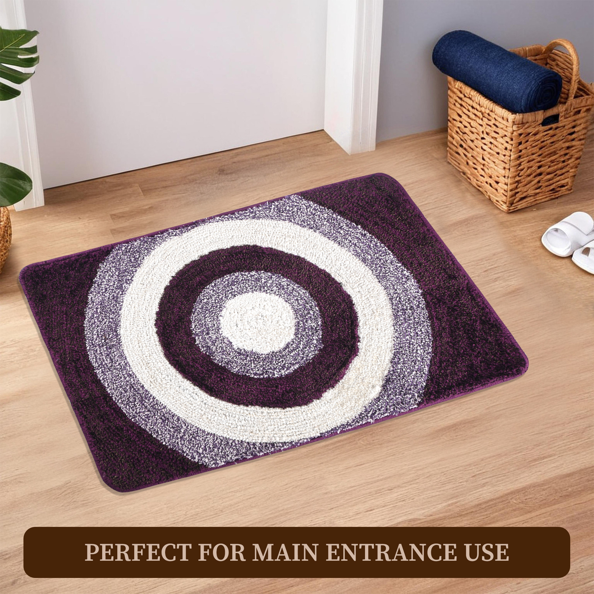 Kuber Industries 16x24 Inch Anti Skid Mat for Bathroom Floor  Anti Slip Paydan  Footmat for Home  Kitchen  Doormat  Bathroom Mat for Indoor  Outdoor  Gola Print - Violet  Cream