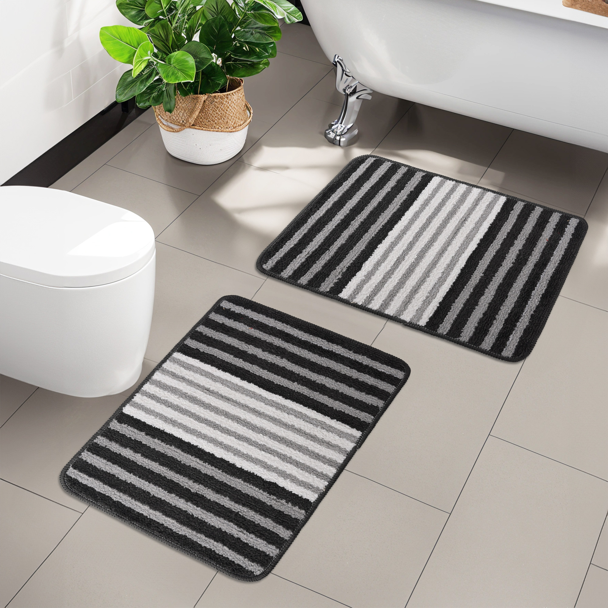 Kuber Industries 16x24 Inch Anti-Skid Water-Absorbent Door Mats for Home  Durable Main Entrance Footmat for Bathroom Living Room  Office  Pearl Lining -Grey