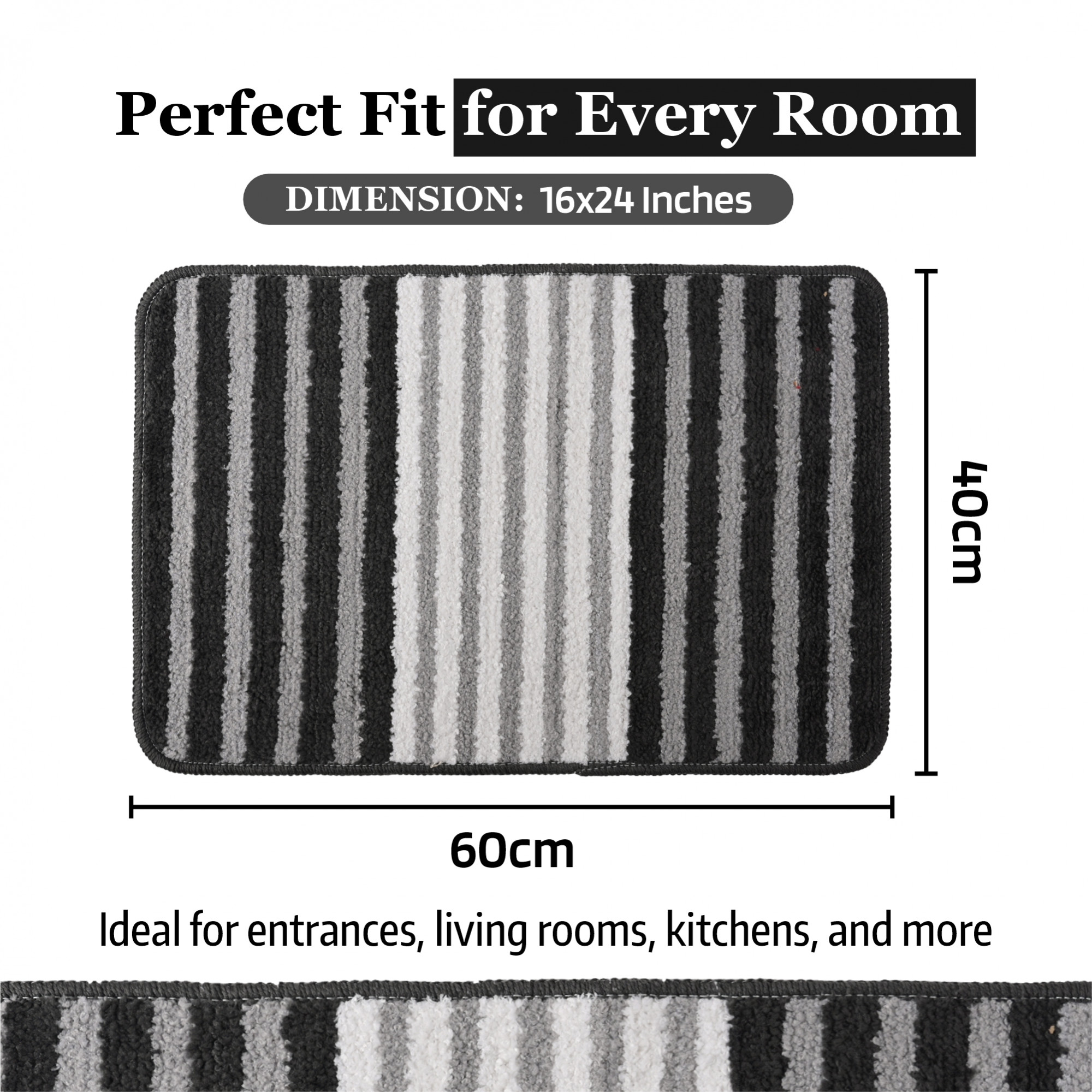 Kuber Industries 16x24 Inch Anti-Skid Water-Absorbent Door Mats for Home  Durable Main Entrance Footmat for Bathroom Living Room  Office  Pearl Lining -Grey