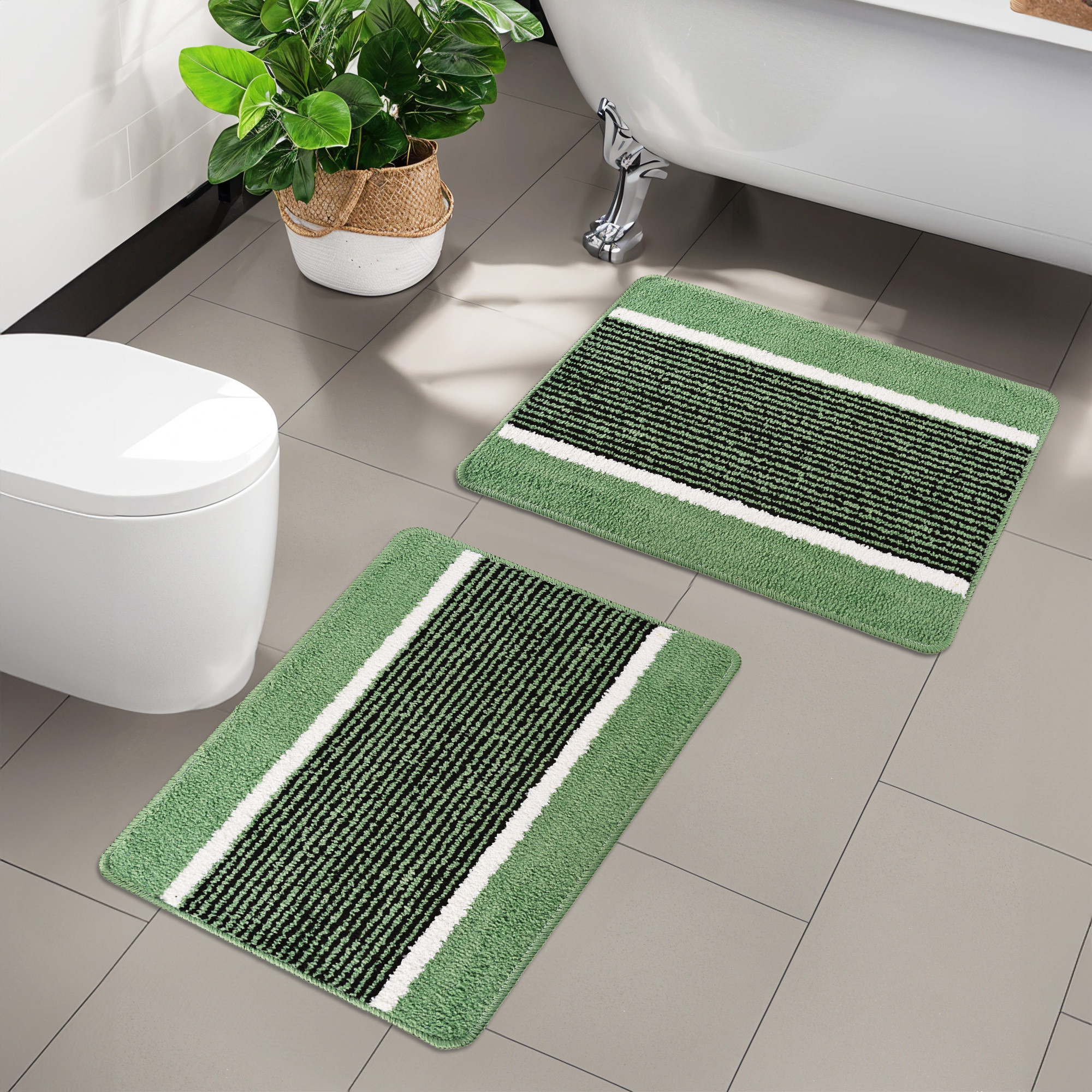 Kuber Industries 16x24 Inch Anti-Skid Water-Absorbent Door Mats for Home  Durable Main Entrance Footmats for Bathroom Living Room  Office  Micro Wings Lining - Green