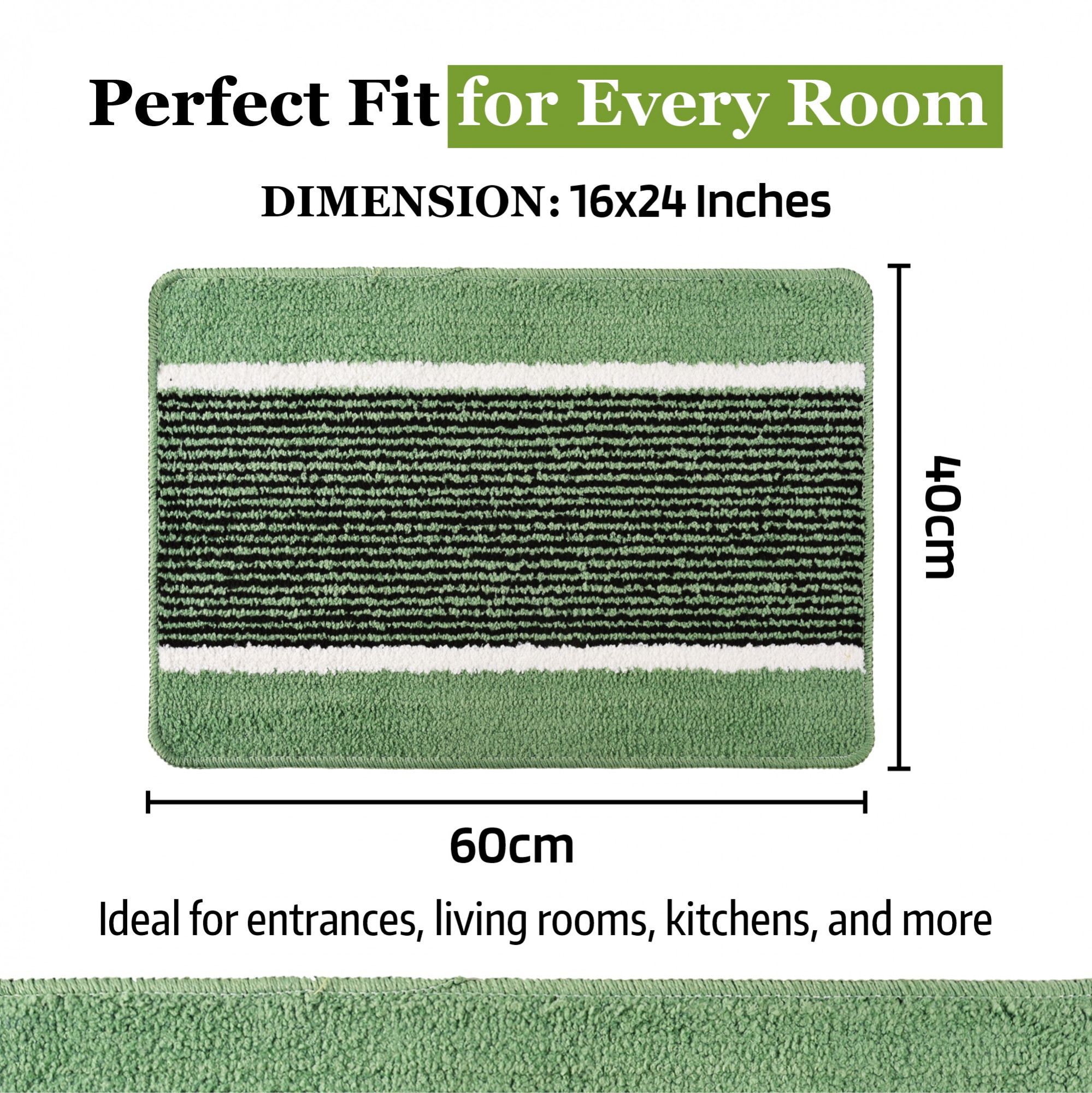 Kuber Industries 16x24 Inch Anti-Skid Water-Absorbent Door Mats for Home  Durable Main Entrance Footmats for Bathroom Living Room  Office  Micro Wings Lining - Green