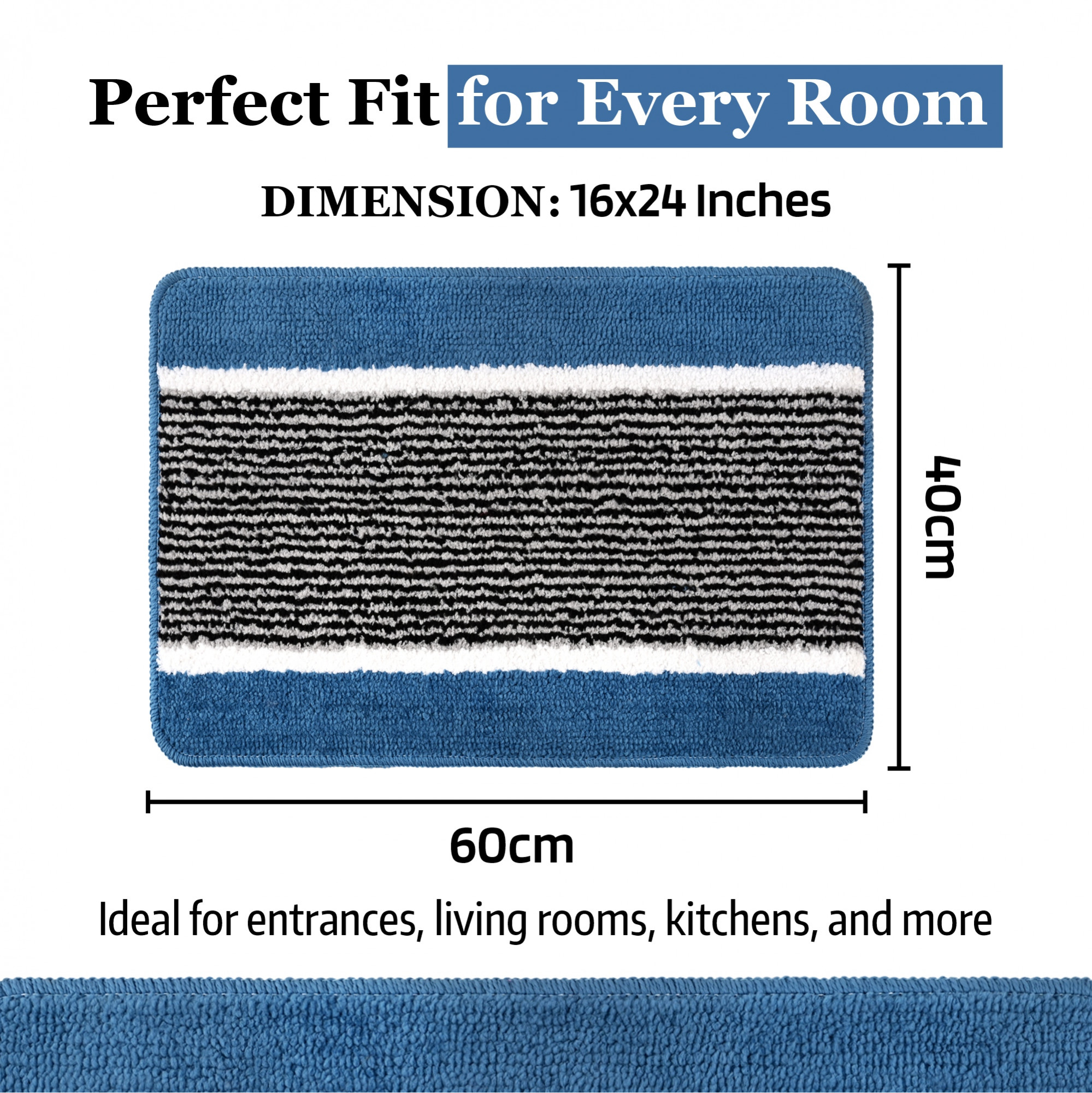 Kuber Industries 16x24 Inch Anti-Skid Water-Absorbent Door Mats for Home  Durable Main Entrance Footmats for Bathroom Living Room  Office  Micro Wings Lining - Sky Blue