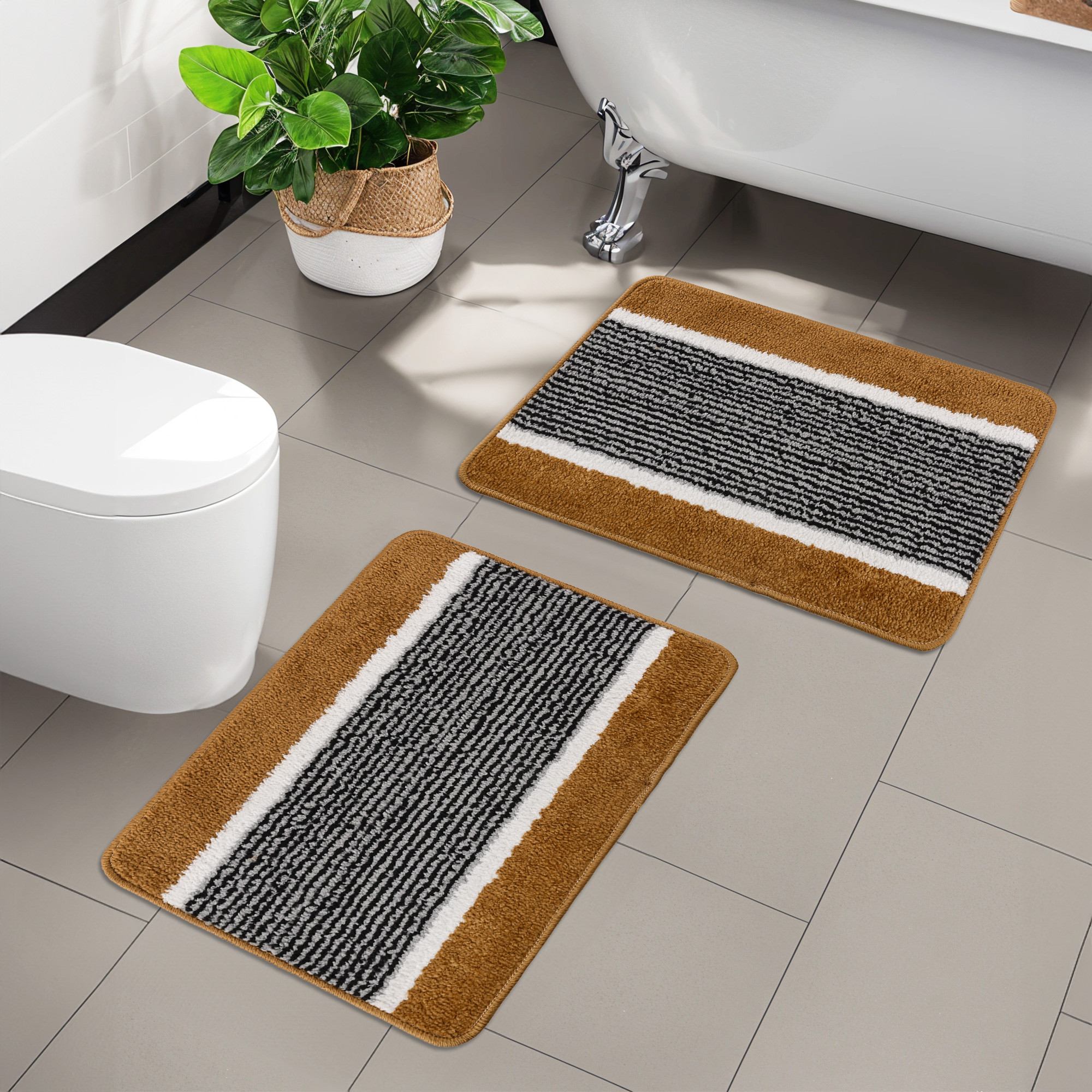 Kuber Industries 16x24 Inch Anti-Skid Water-Absorbent Door Mats for Home  Durable Main Entrance Footmats for Bathroom Living Room  Office  Micro Wings Lining - Golden